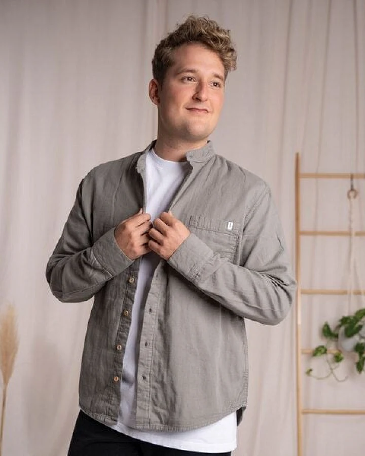 Vresh Clothing Christover - Hemd aus Biobaumwolle, Aschegrau