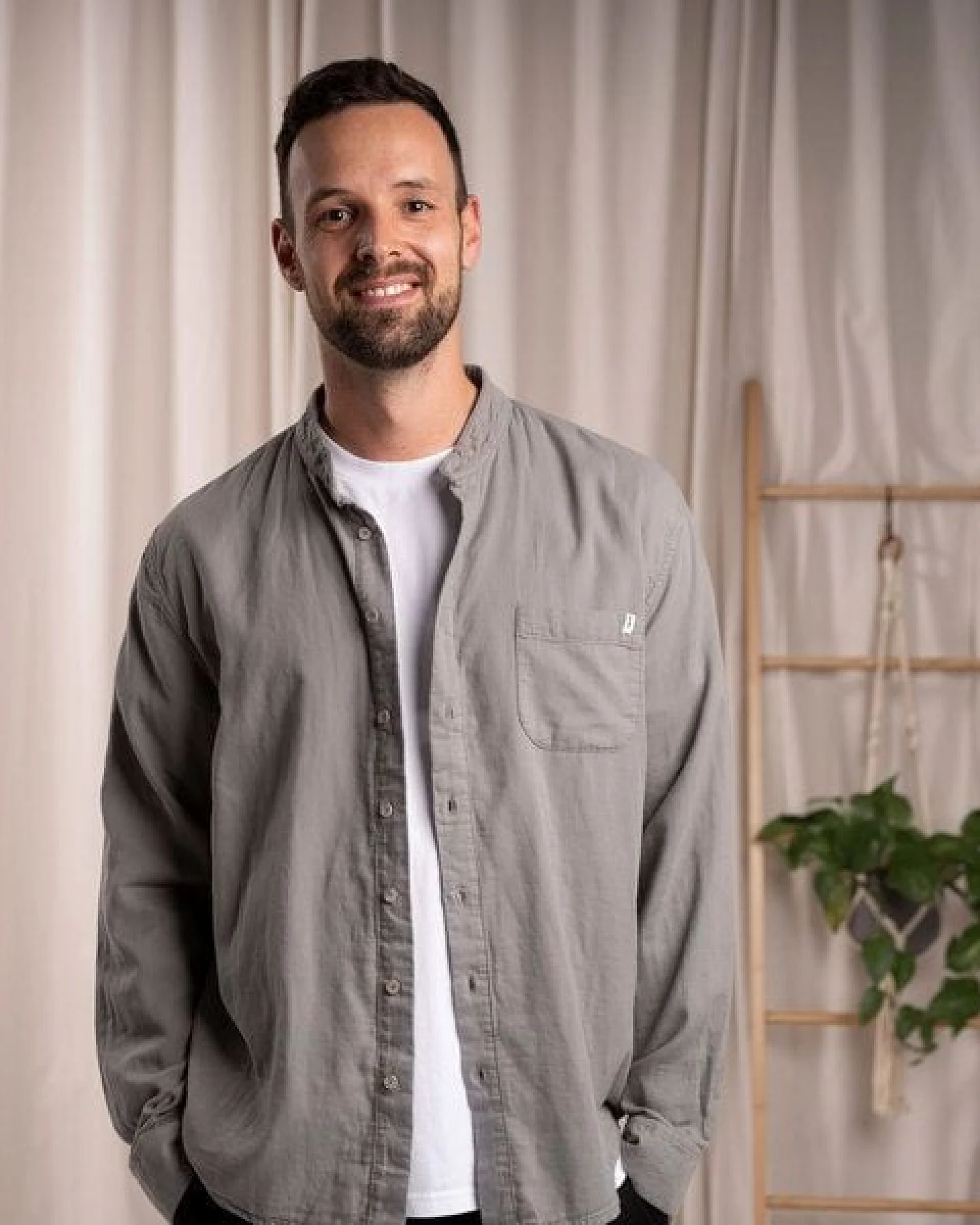 Vresh Clothing Christover - Hemd aus Biobaumwolle, Aschegrau – Ansicht 3
