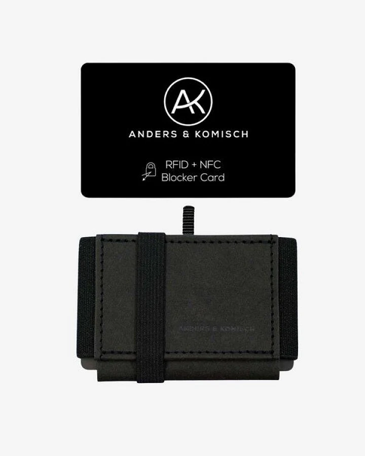 ANDERS & KOMISCH MINI DELUXE Slim Wallet mit RFID Schutz und Münzfach Schwarz