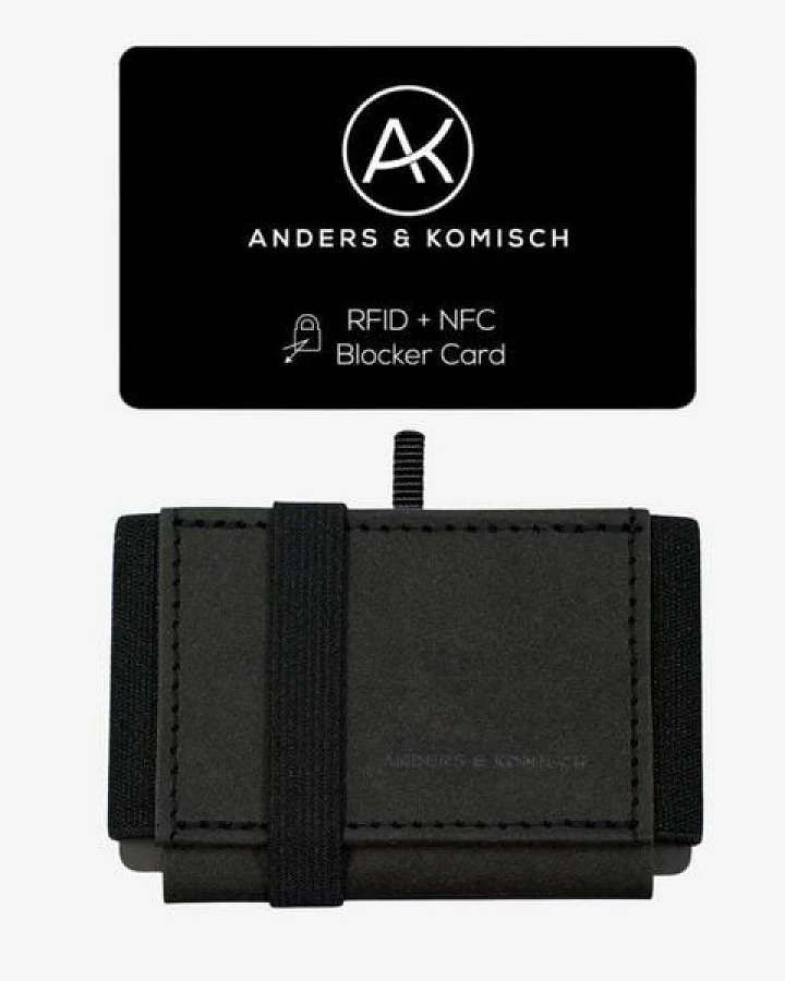 ANDERS & KOMISCH MINI DELUXE Slim Wallet mit RFID Schutz und Münzfach Schwarz