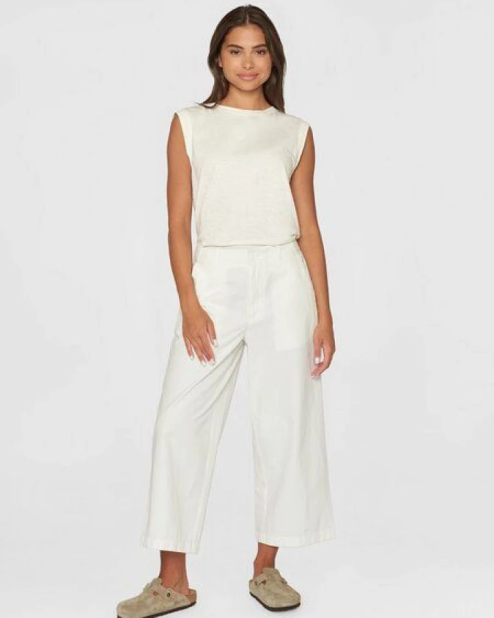 KnowledgeCotton Apparel Damen "POSEY MID RISE SLUB CROPPED HOSE" - aus Biobaumwolle