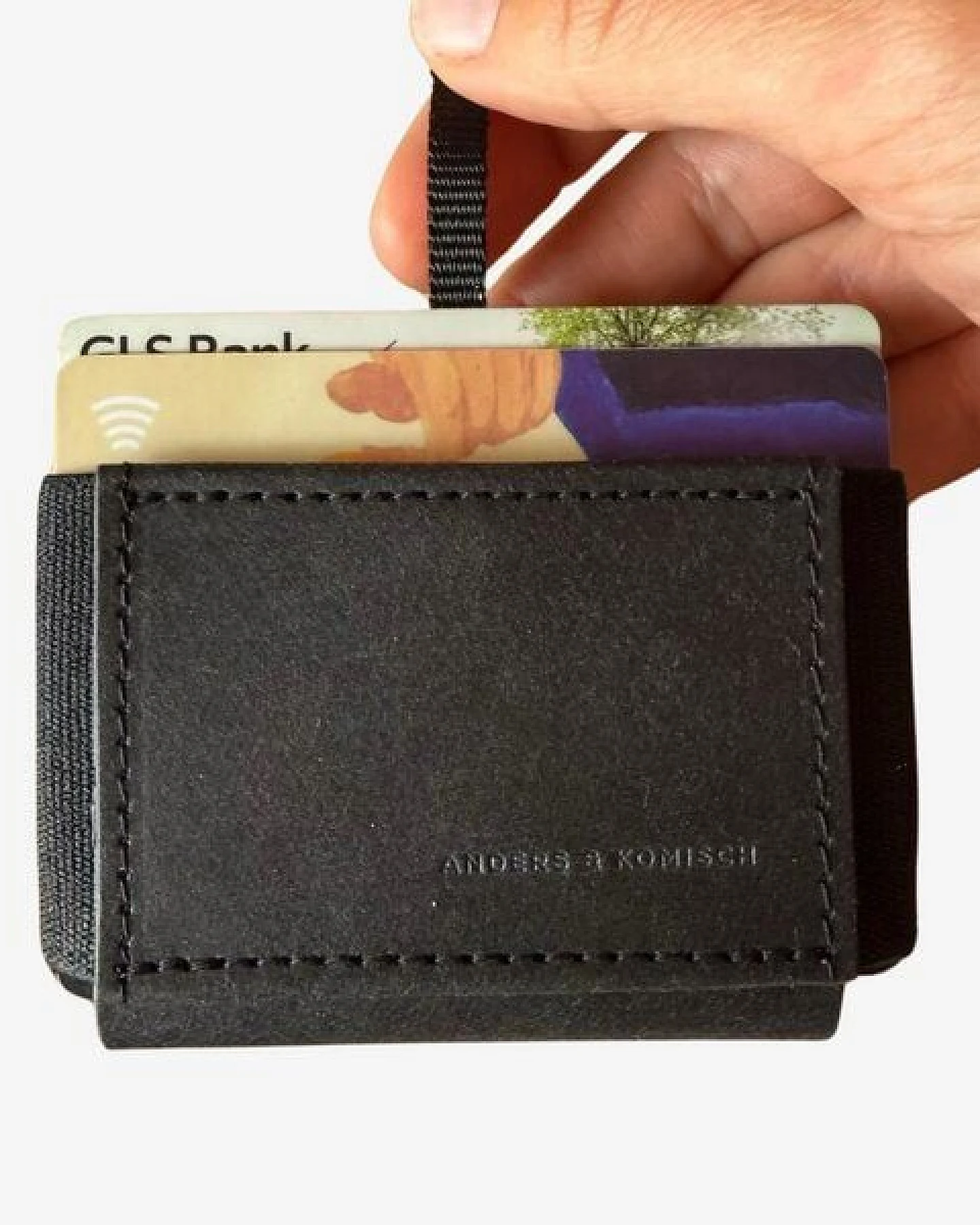 ANDERS & KOMISCH Kleiner Geldbeutel mit Münzfach - MINI PRO Wallet Schwarz – Ansicht 2