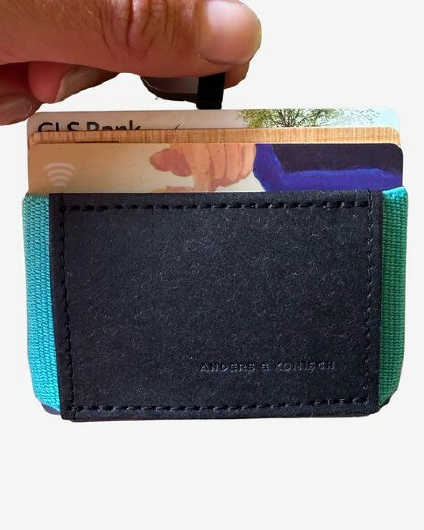 ANDERS & KOMISCH Kleiner Geldbeutel mit Münzfach - MINI PRO Wallet Schwarz – Ansicht 3