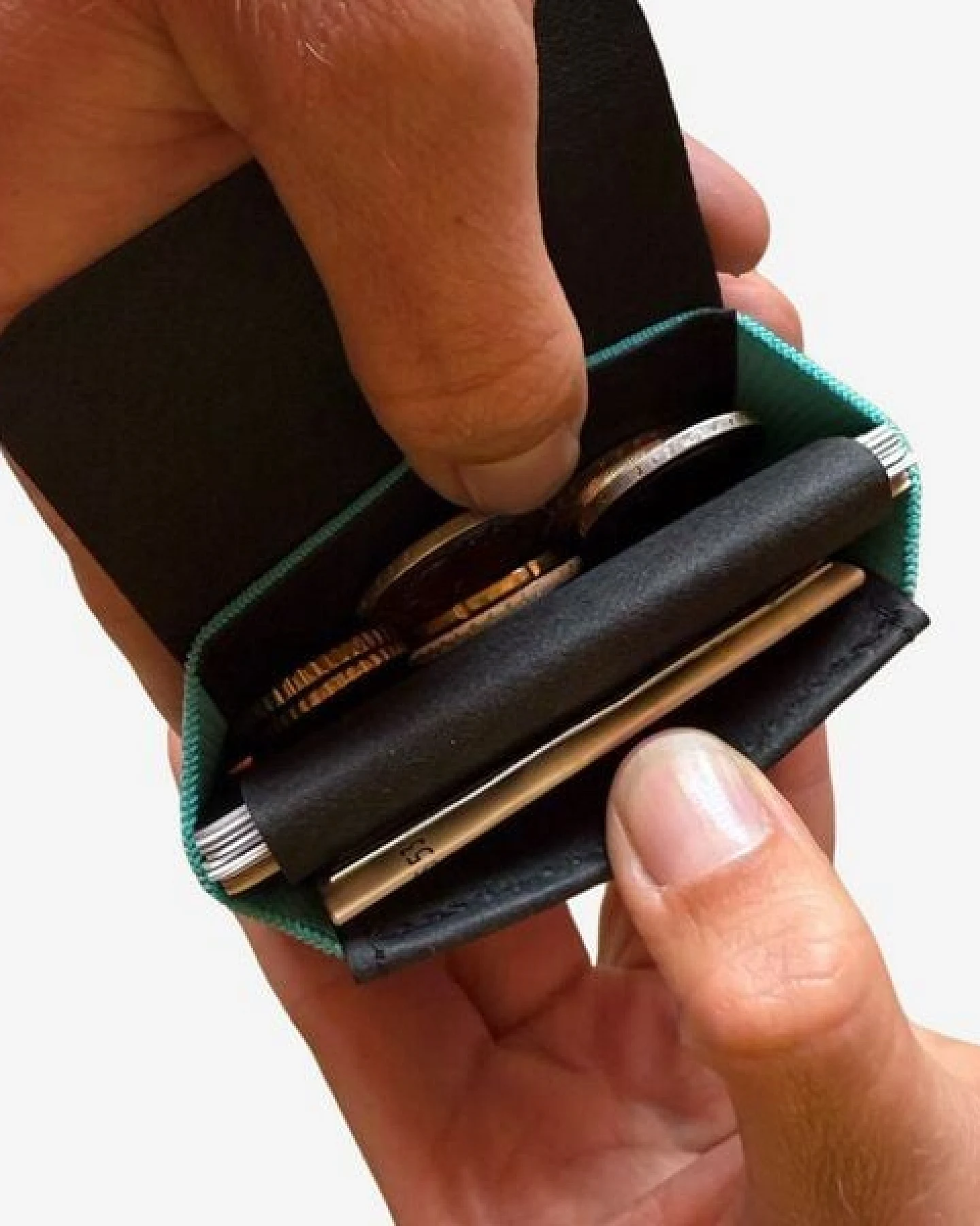 ANDERS & KOMISCH Kleiner Geldbeutel mit Münzfach - MINI PRO Wallet Schwarz – Ansicht 4