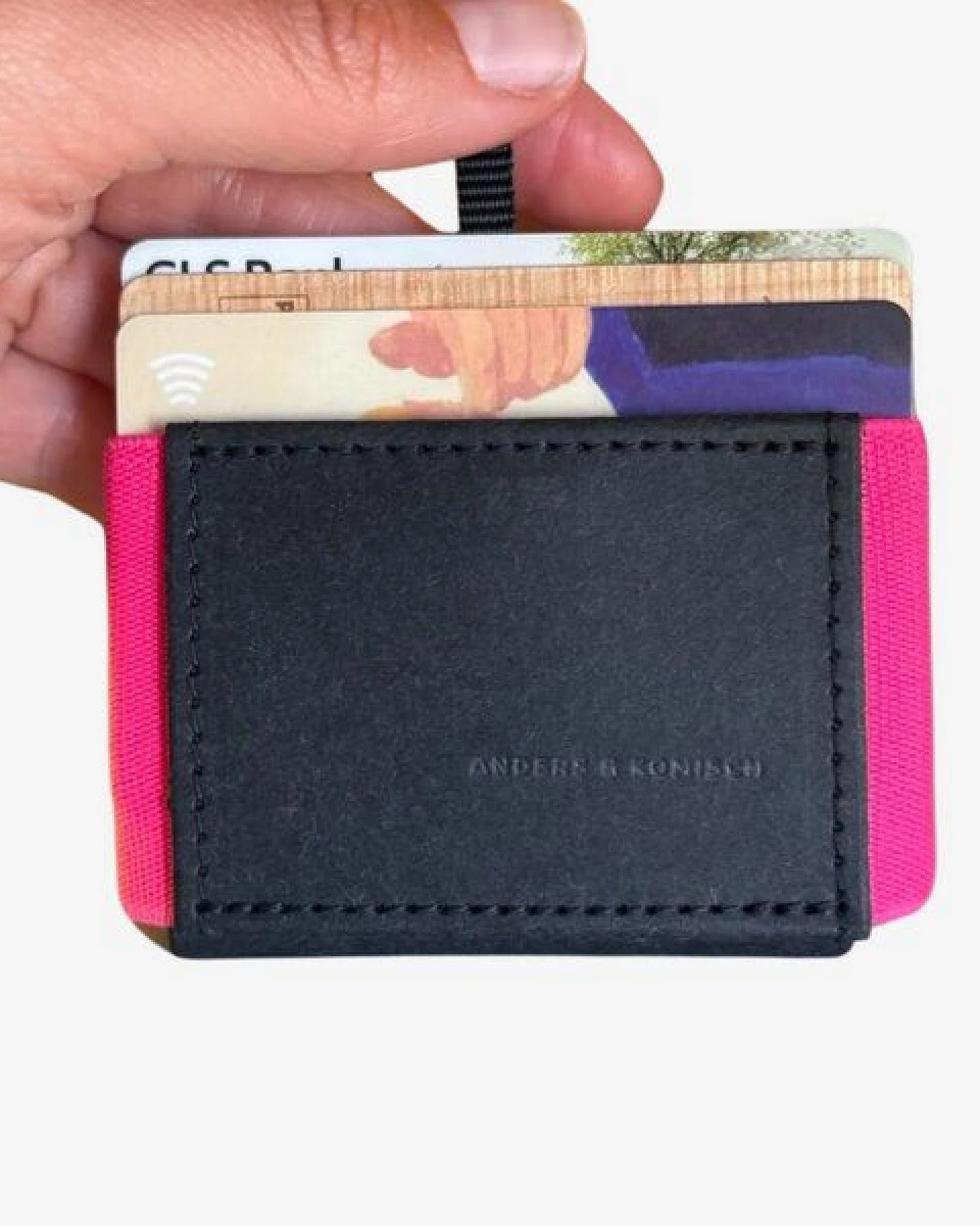 ANDERS & KOMISCH Kleiner Geldbeutel mit Münzfach - MINI PRO Wallet Schwarz – Ansicht 3