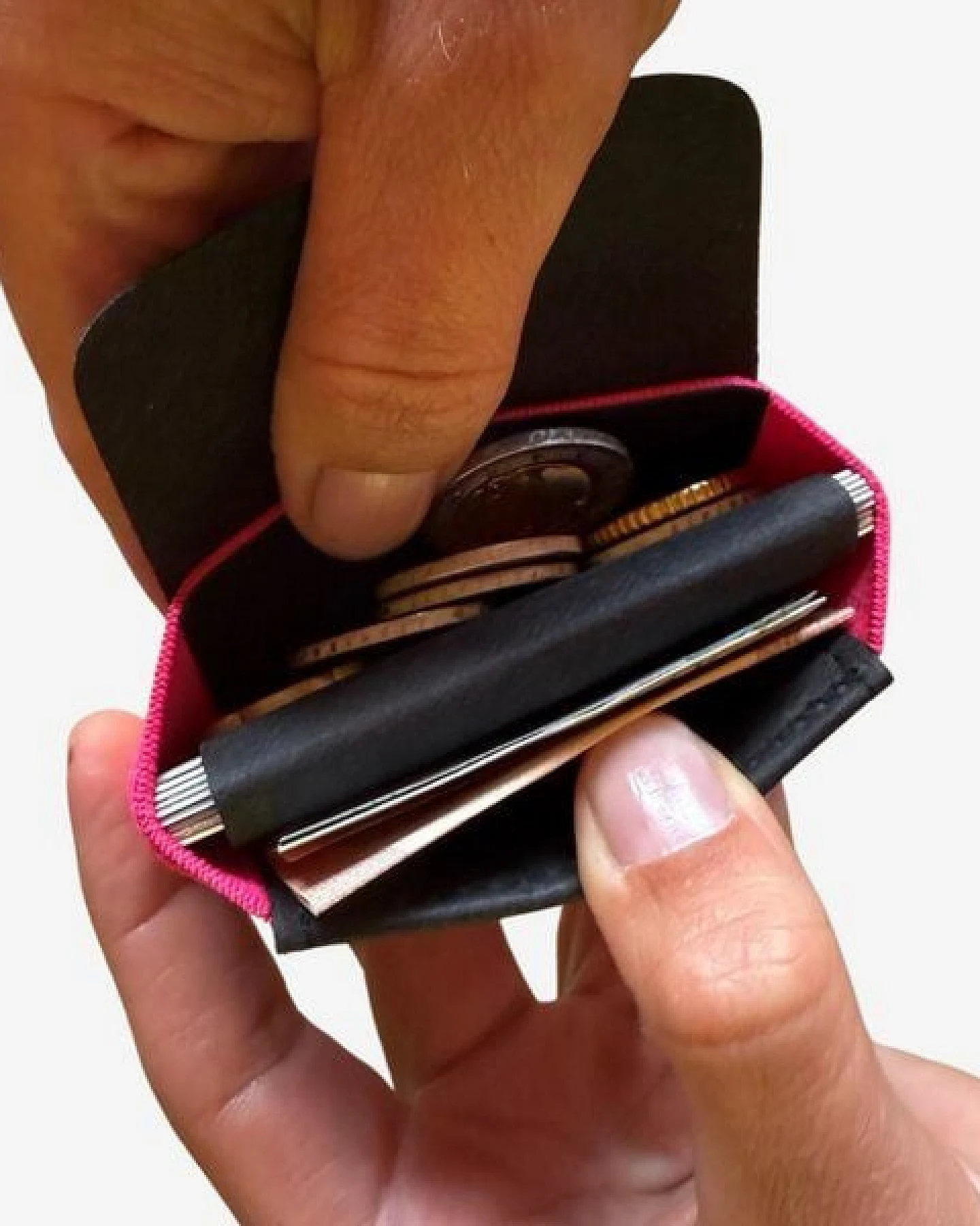 ANDERS & KOMISCH Kleiner Geldbeutel mit Münzfach - MINI PRO Wallet Schwarz – Ansicht 4