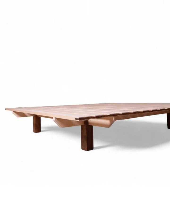 YAK holzraum Bett Buchenholz mit Nussbaum-Details NOOMY Massivholz