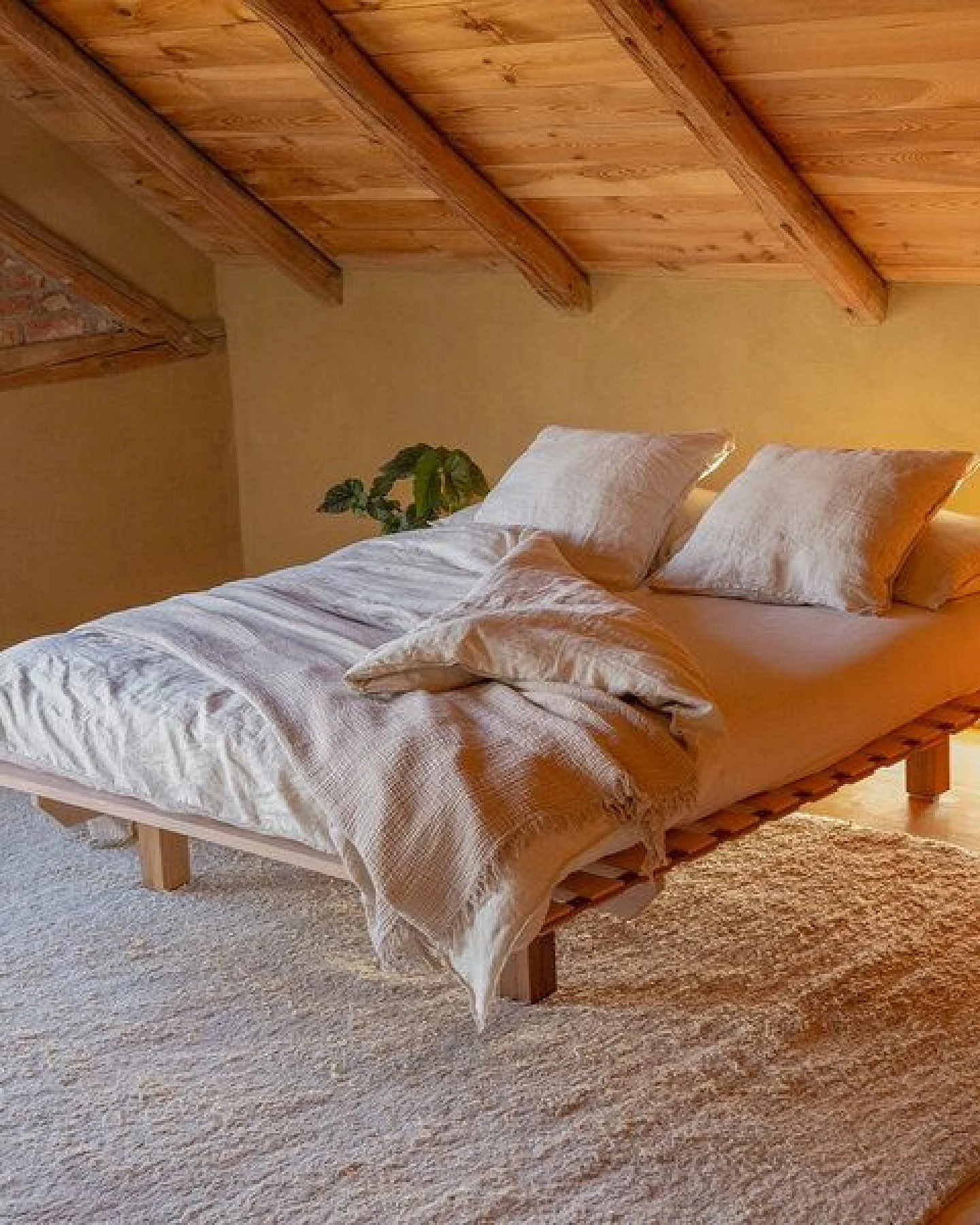 YAK holzraum Bett Buchenholz mit Nussbaum-Details NOOMY Massivholz Überlänge – Ansicht 3