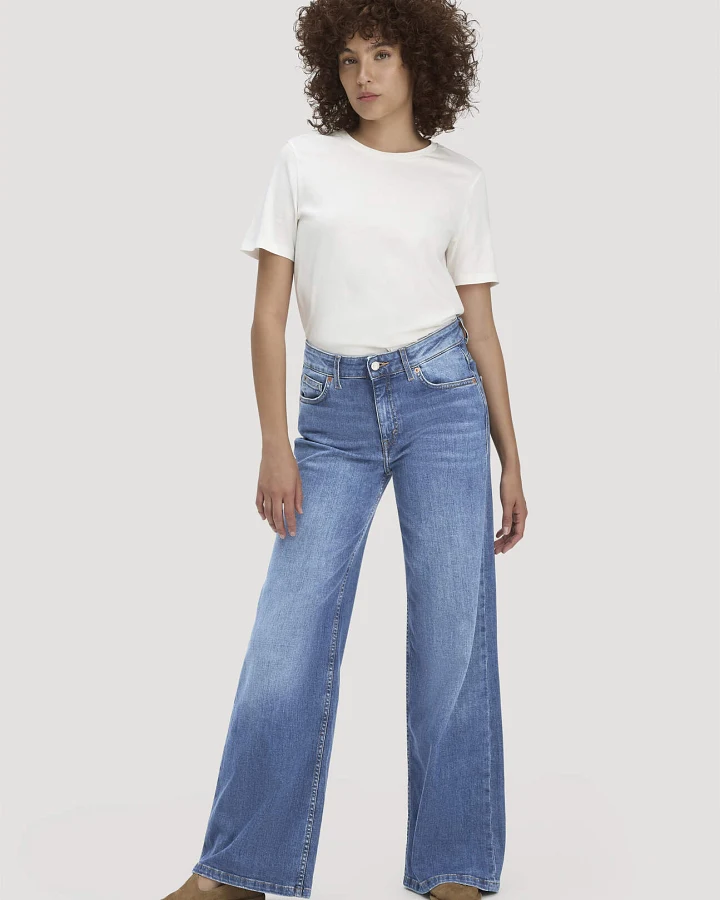 hessnatur Damen Jeans ALVA Wide Leg aus Bio-Denim - blau - Größe 26/32
