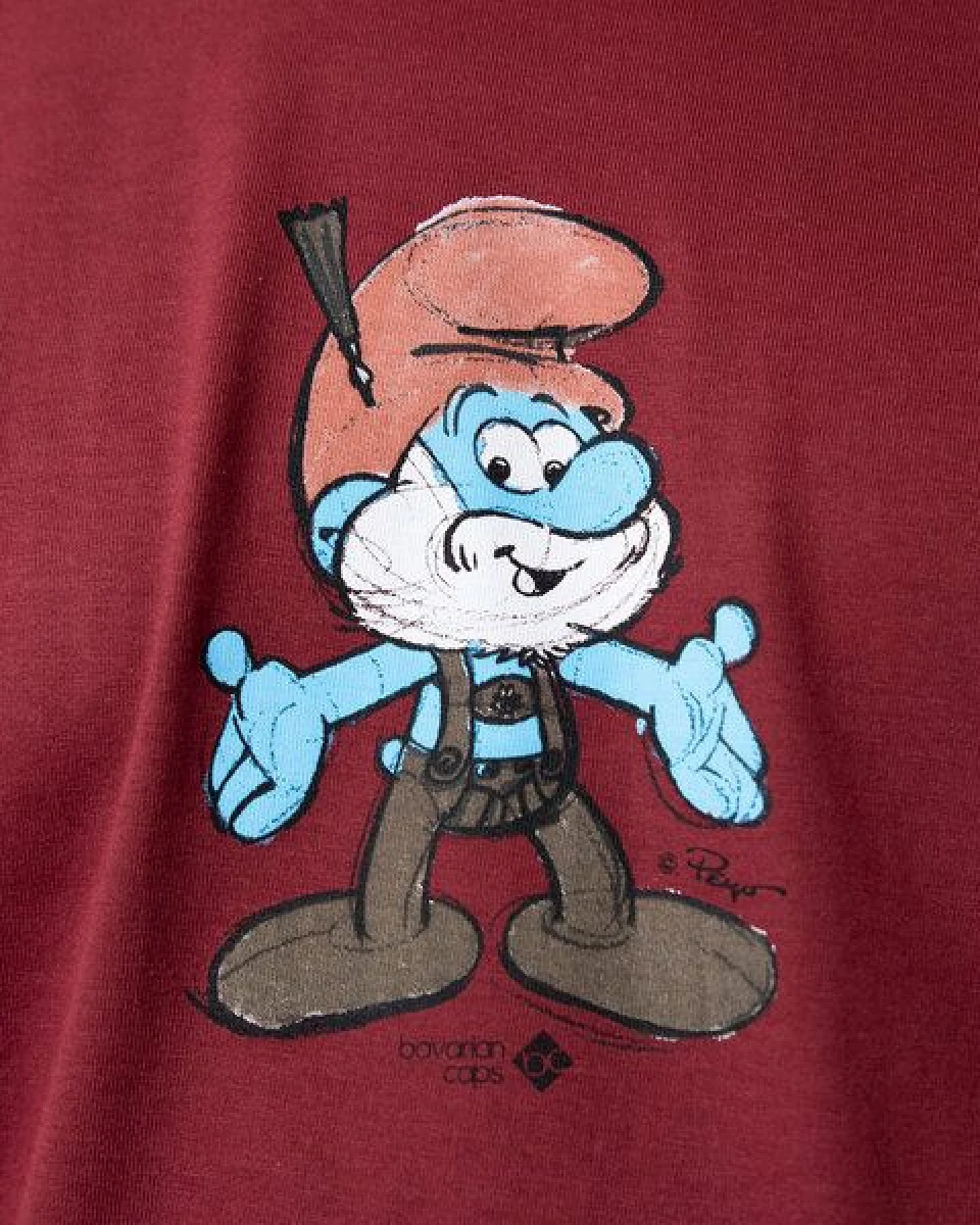 Bavarian Caps Herren T-Shirt Papa Schlumpf - Burgund – Ansicht 2