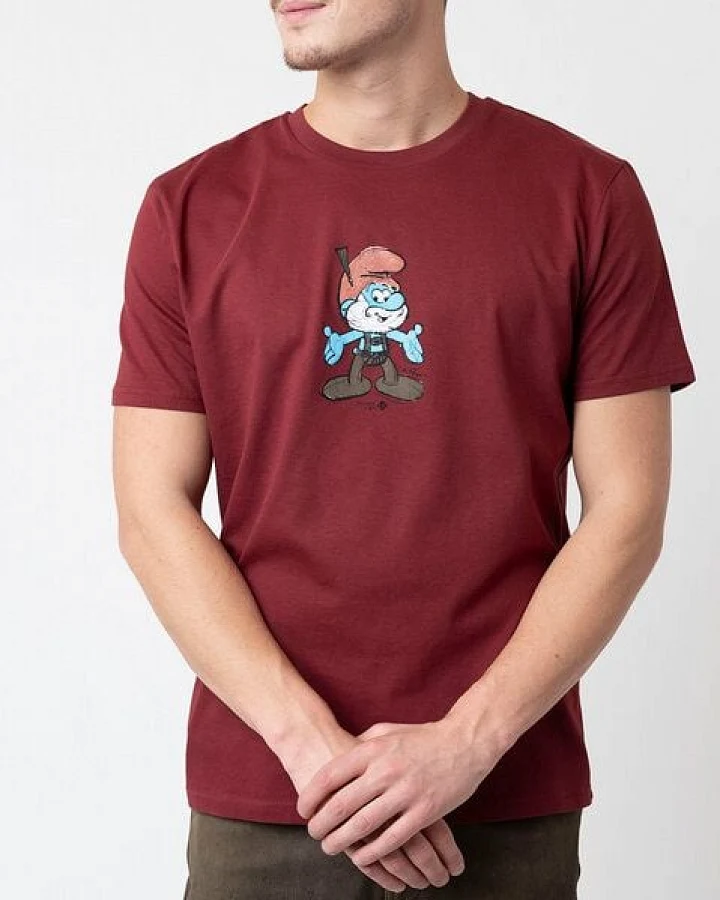 Bavarian Caps Herren T-Shirt Papa Schlumpf - Burgund