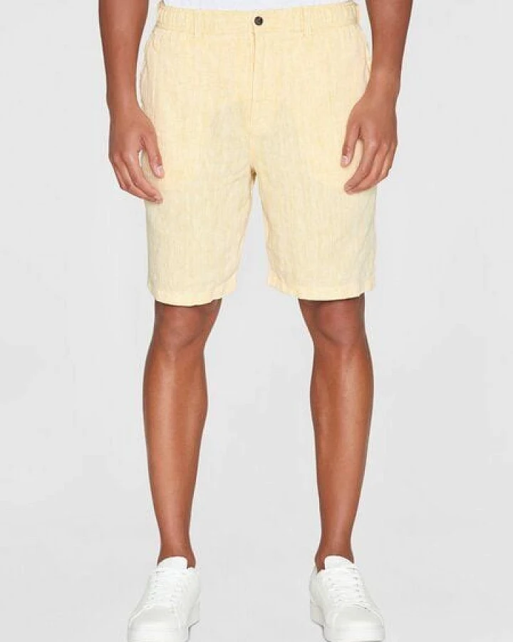 KnowledgeCotton Apparel Herren Shorts "FIG loose linen shorts" Fischgrät - VEGAN