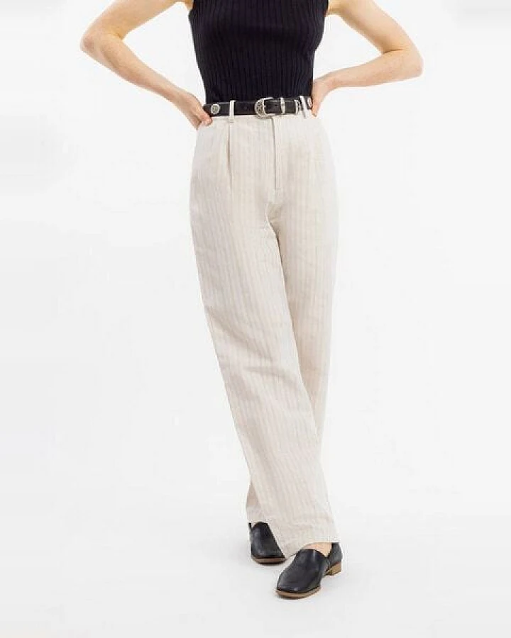Rotholz High Waist Hose Leinen Mix