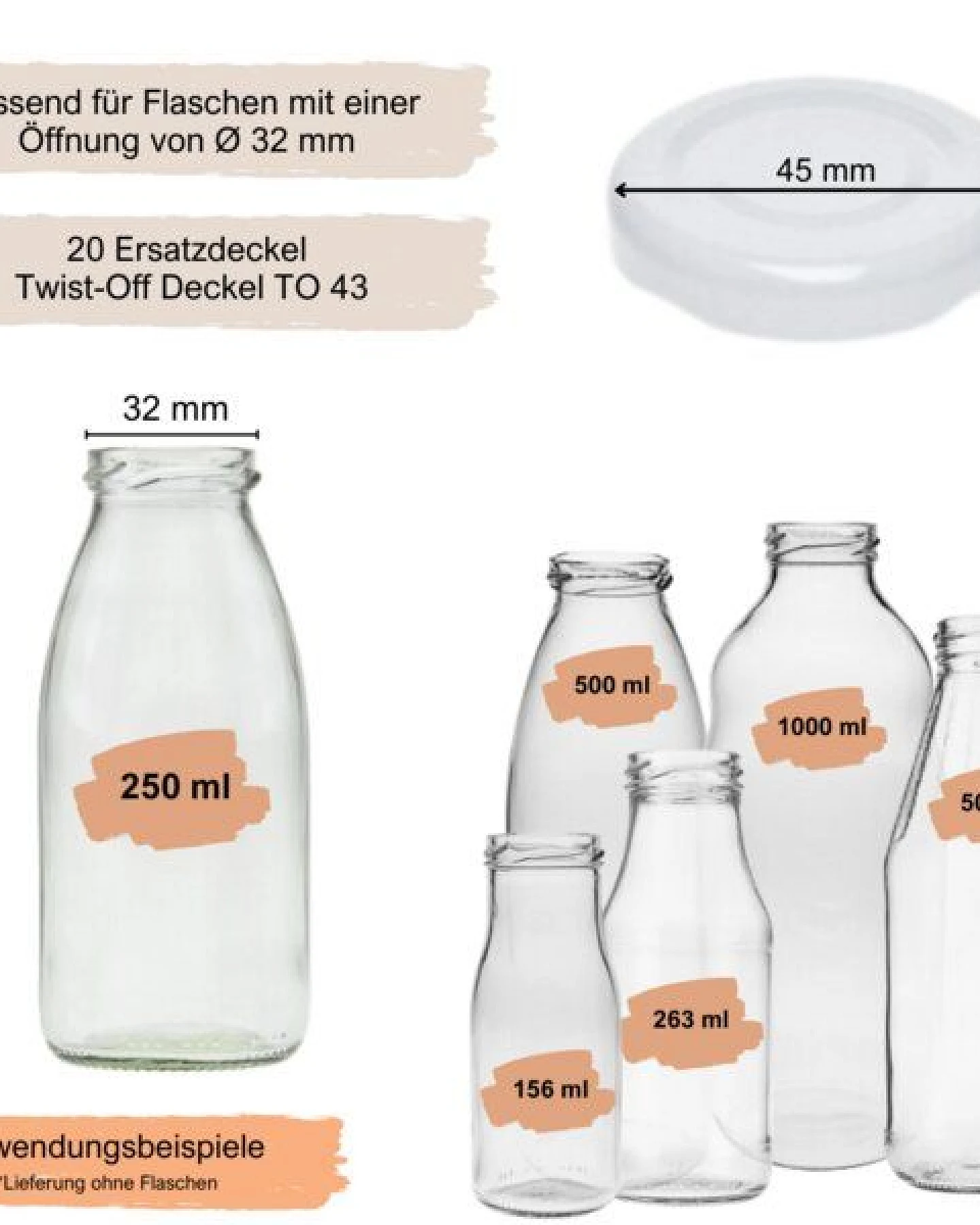 mikken 20 Ersatzdeckel TO43 Ø 4,5 cm für Glasflasche Twist-Off Schraubdeckel – Ansicht 2