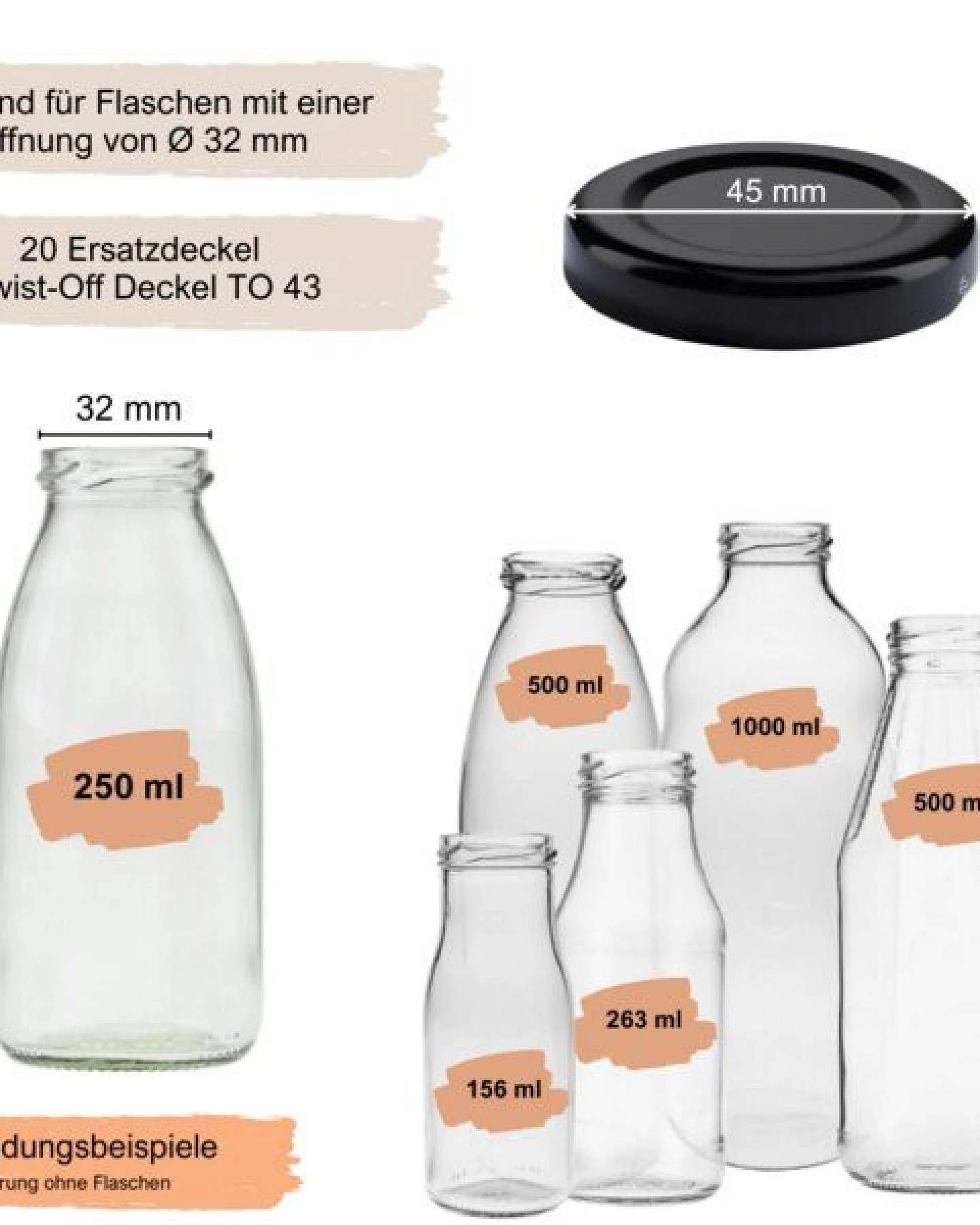 mikken 20 Ersatzdeckel TO43 Ø 4,5 cm für Glasflasche Twist-Off Schraubdeckel – Ansicht 2