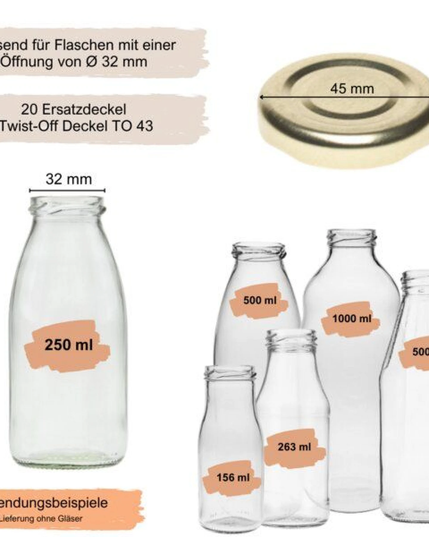 mikken 20 Ersatzdeckel TO43 Ø 4,5 cm für Glasflasche Twist-Off Schraubdeckel – Ansicht 2