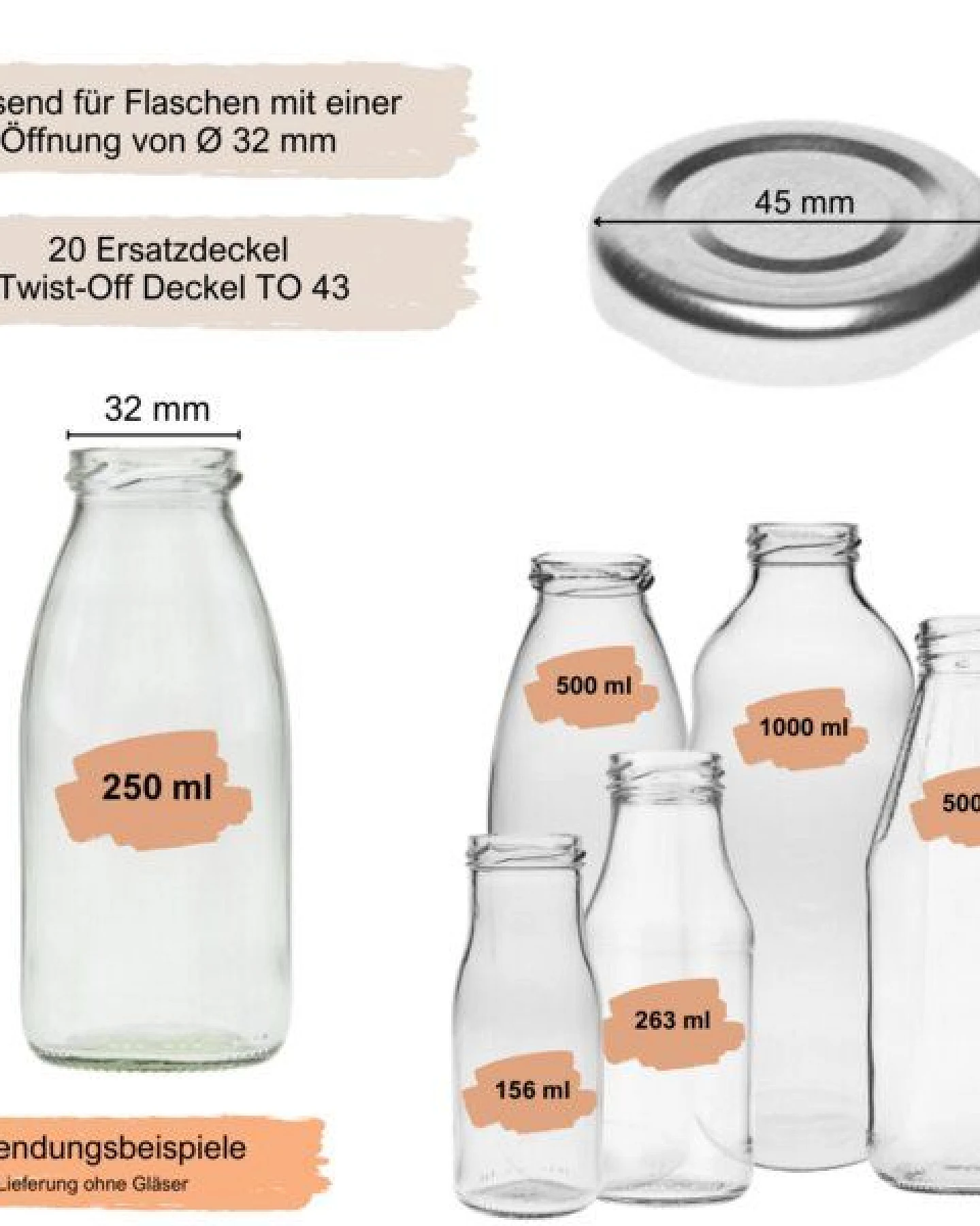 mikken 20 Ersatzdeckel TO43 Ø 4,5 cm für Glasflasche Twist-Off Schraubdeckel – Ansicht 2