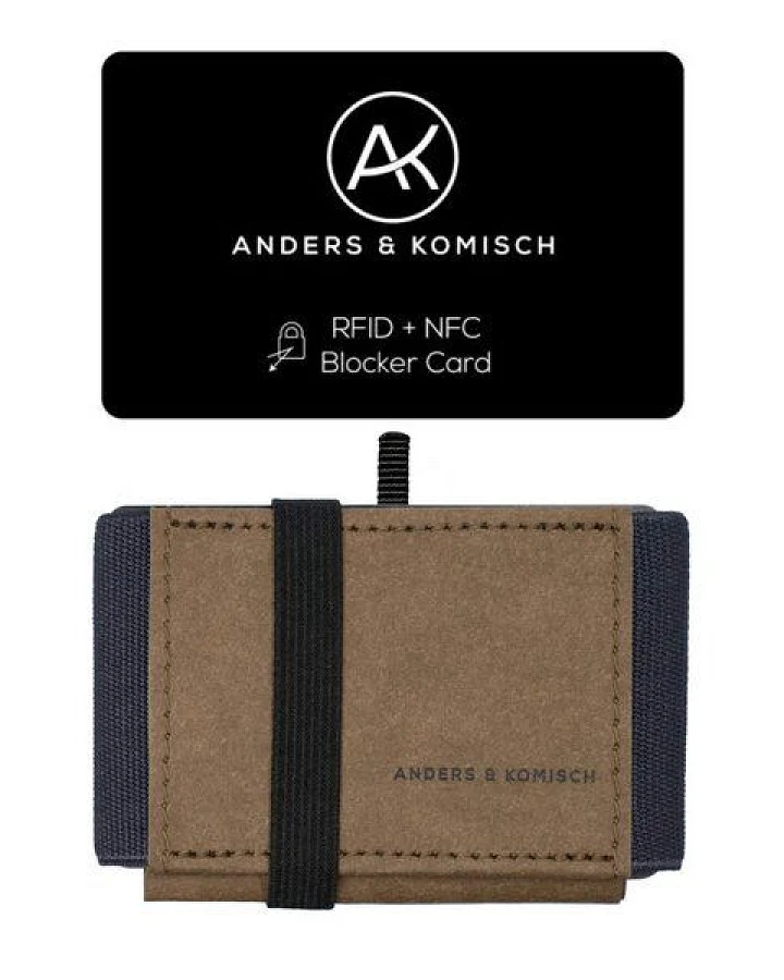 ANDERS & KOMISCH MINI DELUXE Wallet mit RFID Schutz Karte - Minimalistisches Portemonnaie Braun