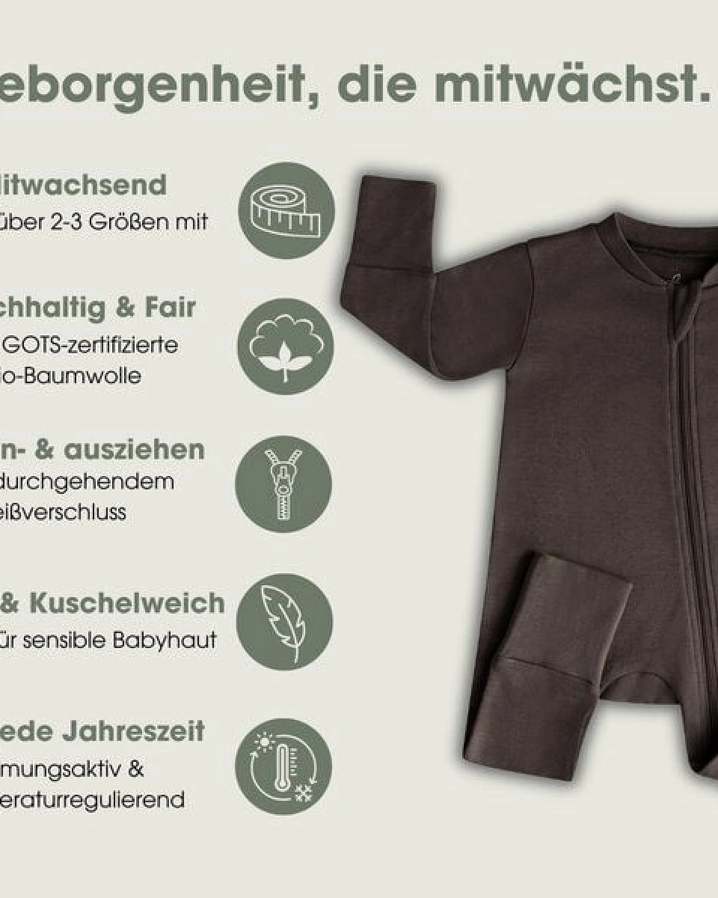 Elsara Mitwachsender Babystrampler Bio-Baumwolle 100% GOTS – Ansicht 4