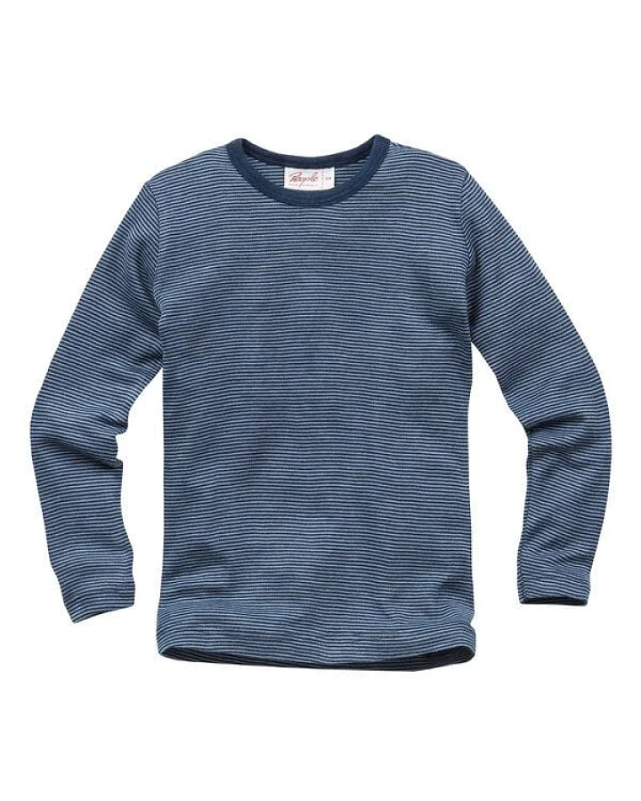 People Wear Organic Wolle Seide Langarm Shirt, rosa geringelt/ blau geringelt