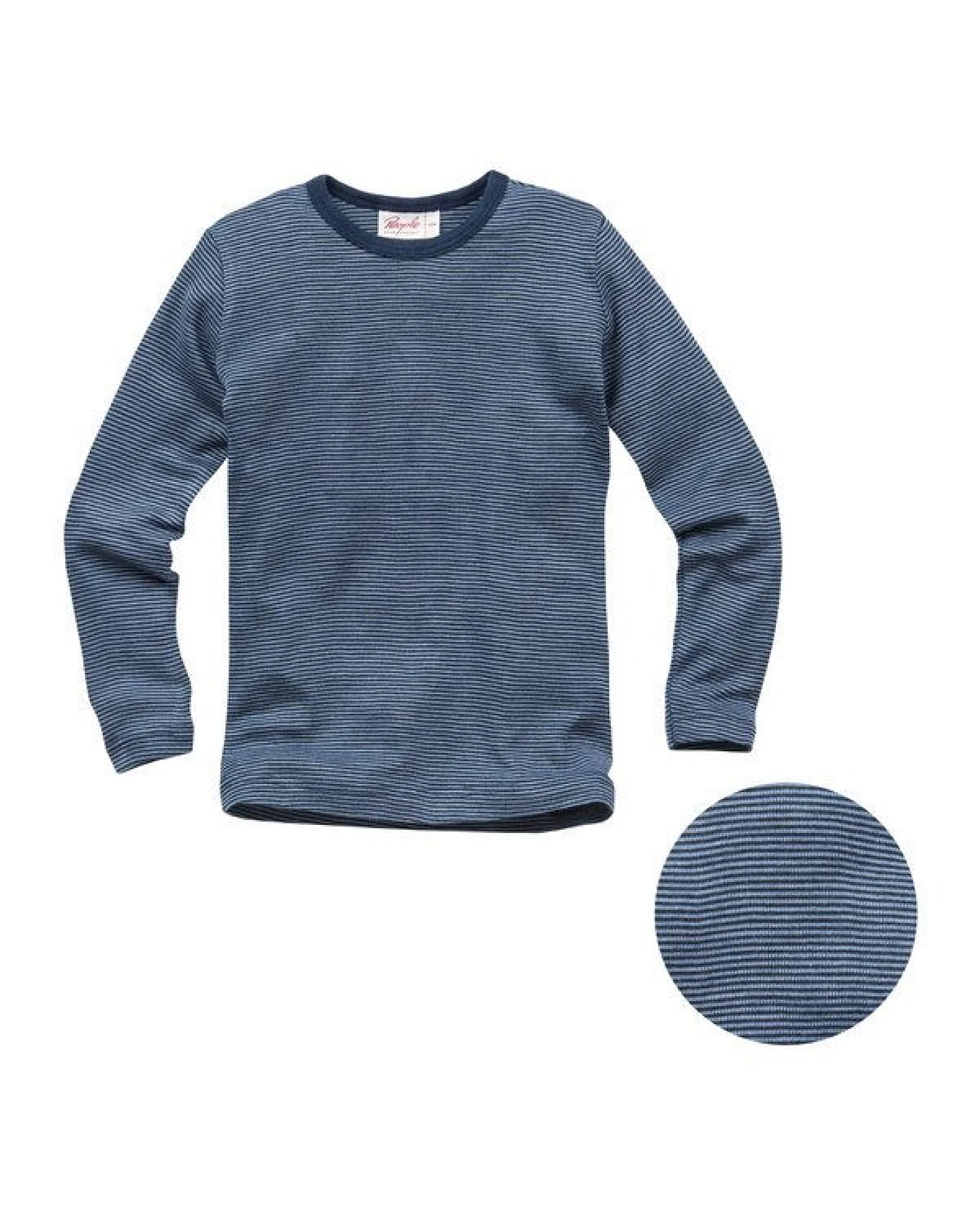 People Wear Organic Wolle Seide Langarm Shirt, rosa geringelt/ blau geringelt – Ansicht 3