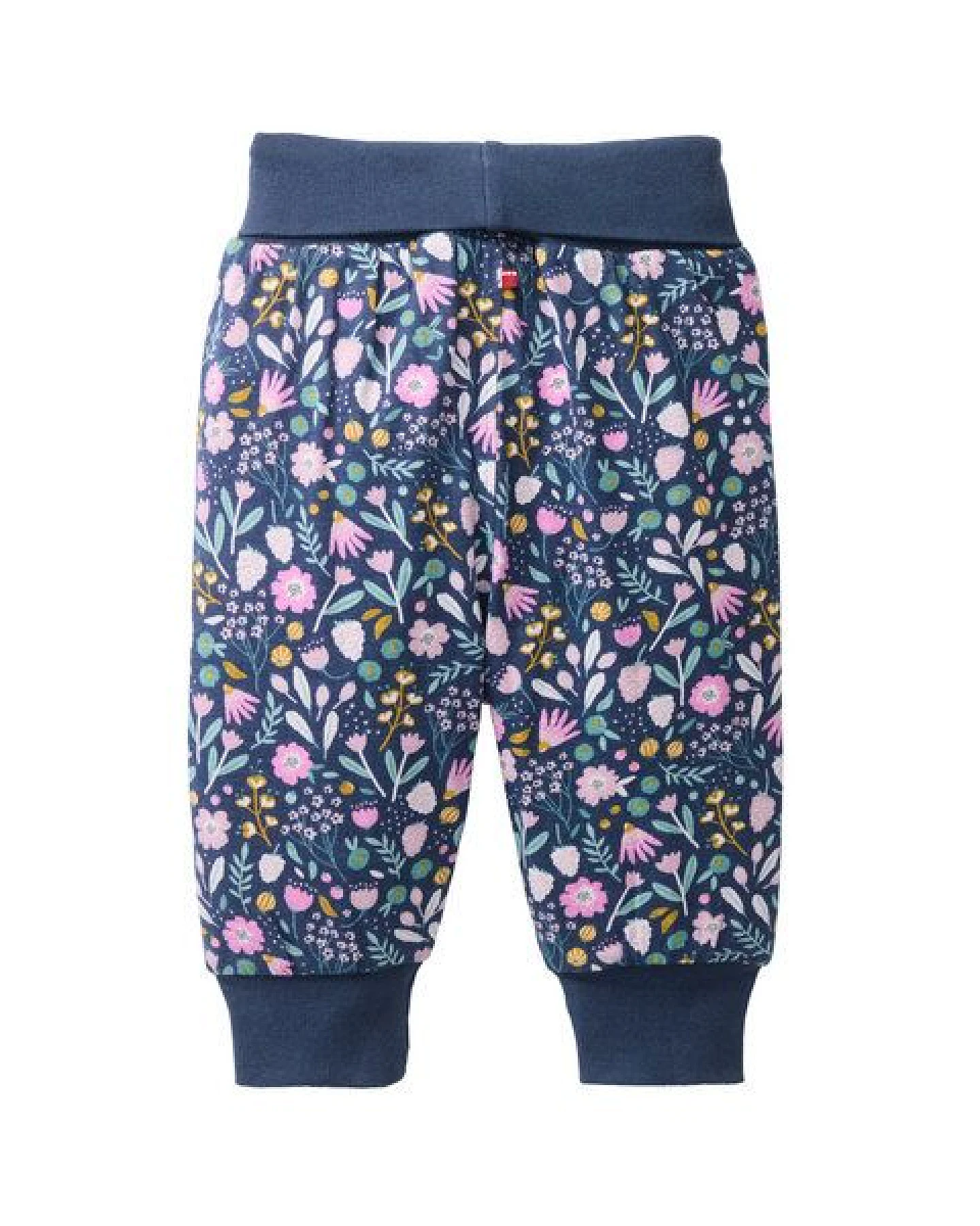 People Wear Organic Wendehose in dunkelblau bedruckt, "Herbstblüten", Bio-Baumwolle – Ansicht 2
