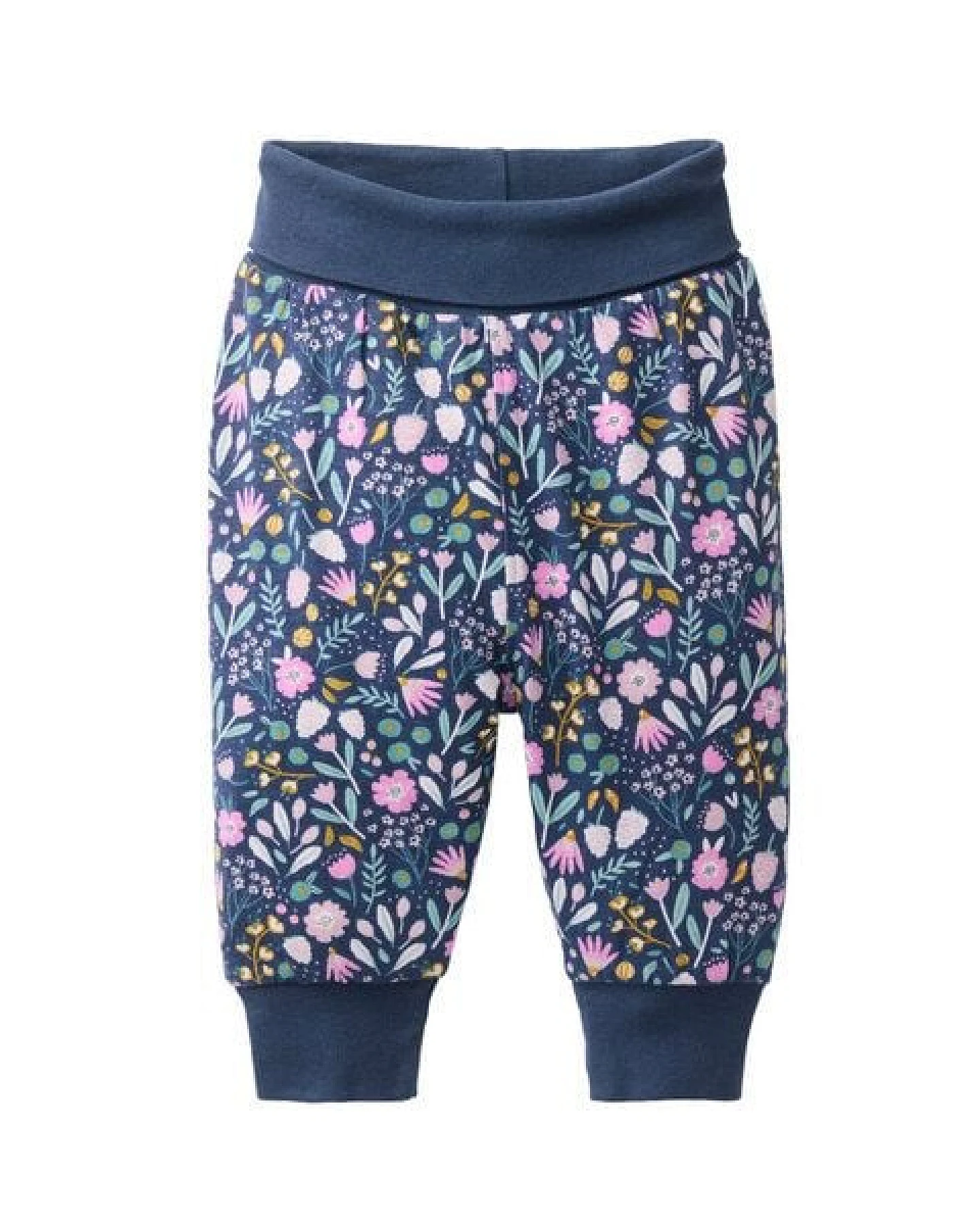 People Wear Organic Wendehose in dunkelblau bedruckt, "Herbstblüten", Bio-Baumwolle – Ansicht 3
