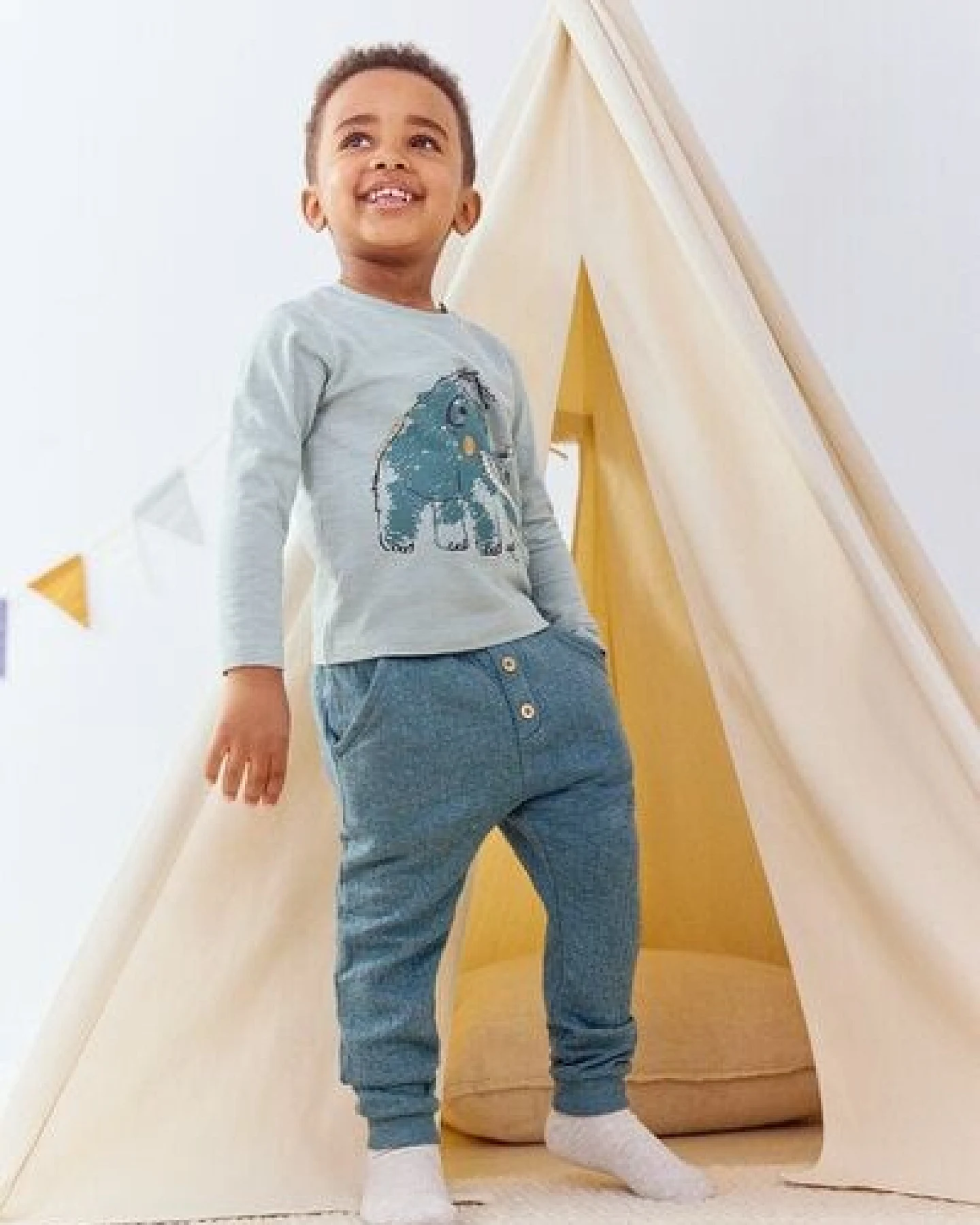 People Wear Organic Langarm Shirt, grün, "Mammut", Bio-Baumwolle – Ansicht 4