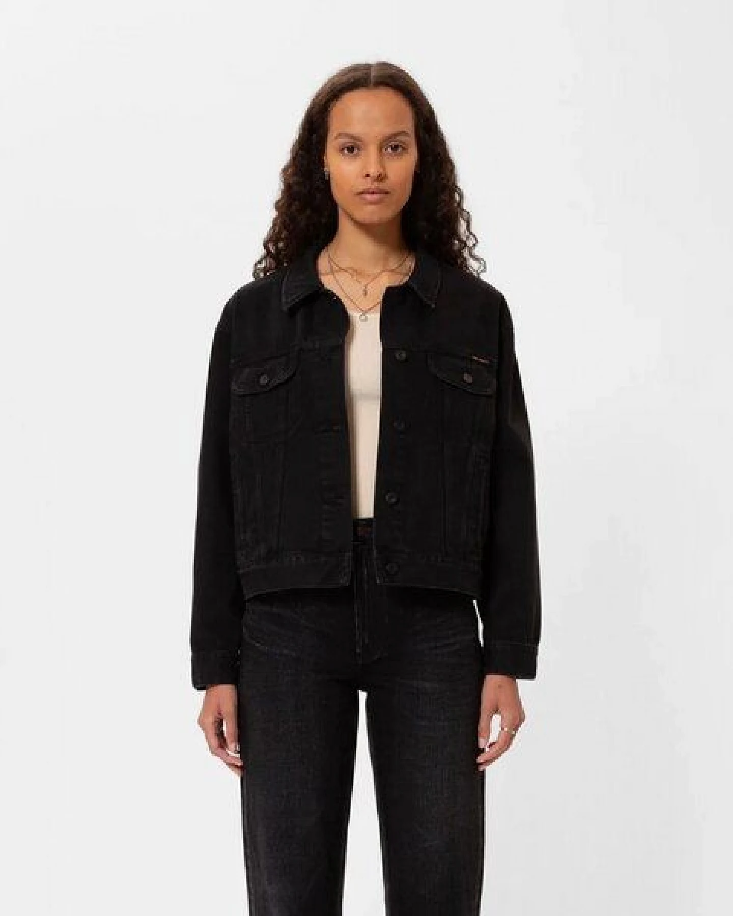 Nudie Jeans Damen Jeansjacke Berit Denim - Asphalt Black – Ansicht 2