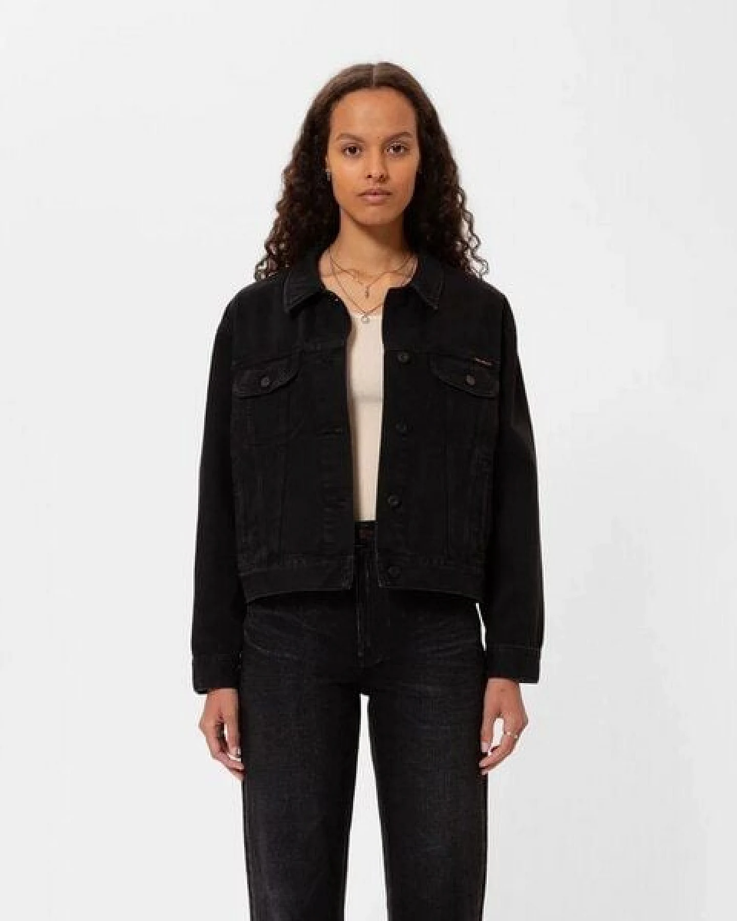 Nudie Jeans Damen Jeansjacke Berit Denim - Asphalt Black – Ansicht 2