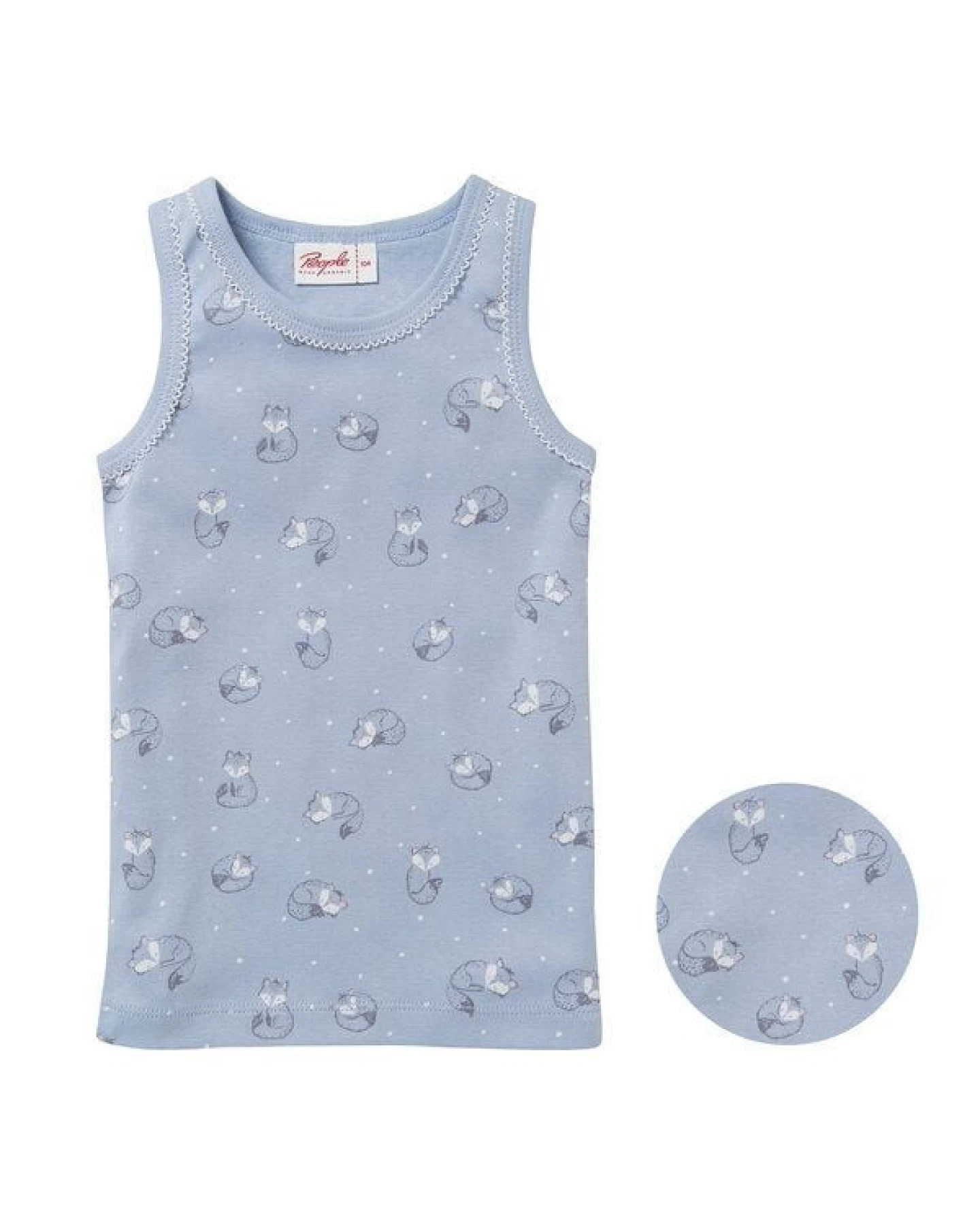 People Wear Organic Unterhemd, blau bedruckt, "Fuchs", Bio-Baumwolle – Ansicht 2