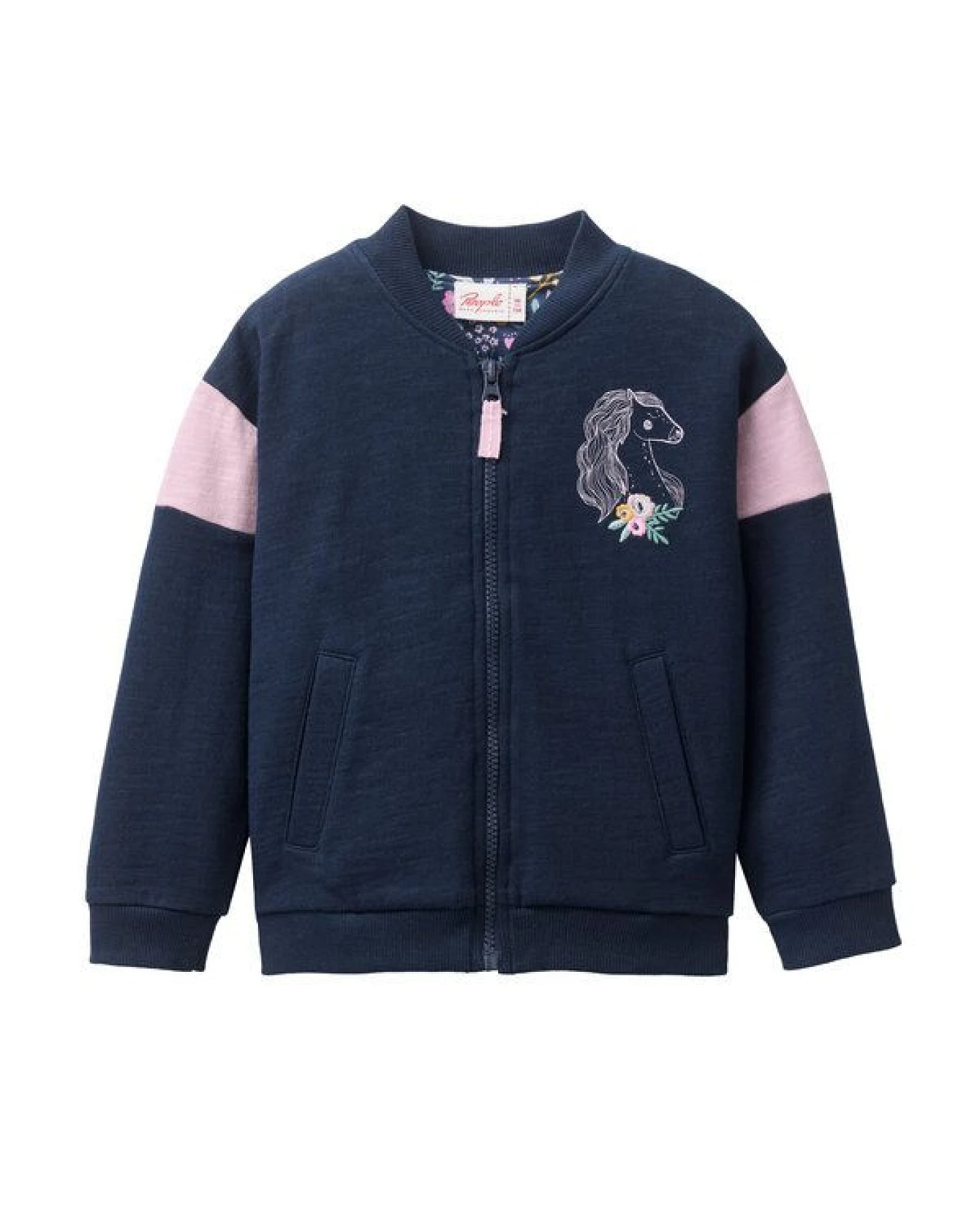 People Wear Organic Sweat Jacke, dunkelblau, "Pferd", Bio-Baumwolle – Ansicht 2