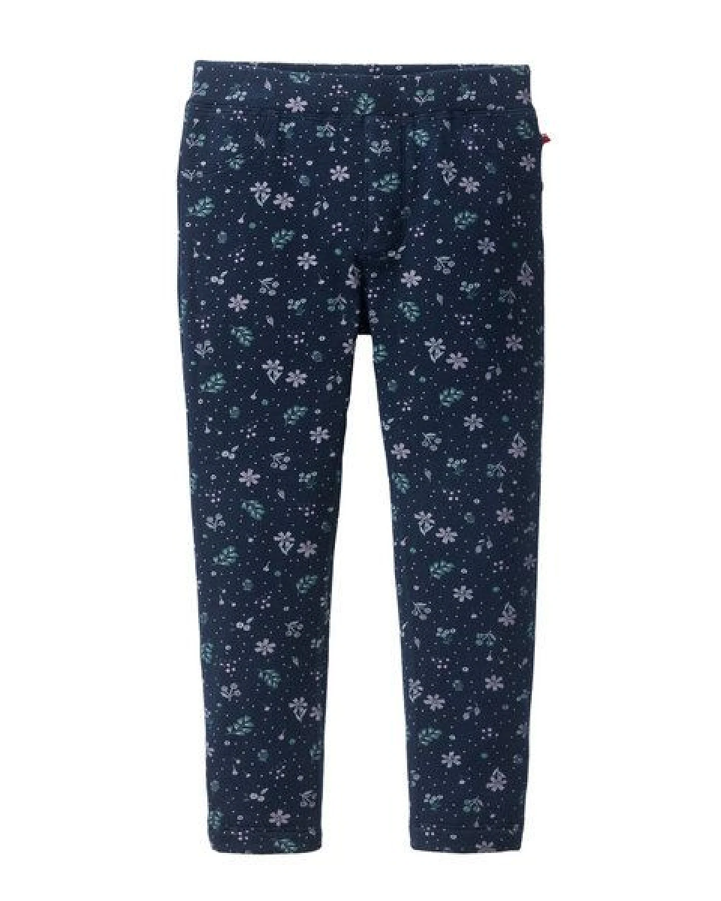 People Wear Organic Leggings, dunkelblau bedruckt, "Herbstblüten", Bio-Baumwolle – Ansicht 2