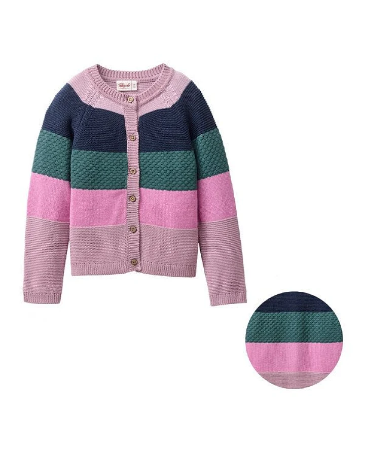 People Wear Organic Strickjacke, bunt geringelt, Bio-Baumwolle