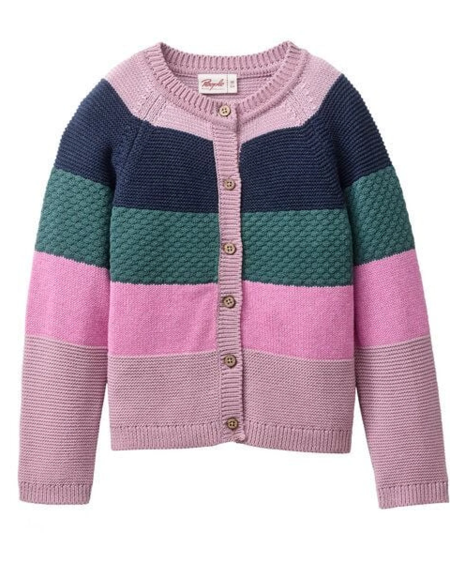 People Wear Organic Strickjacke, bunt geringelt, Bio-Baumwolle – Ansicht 2