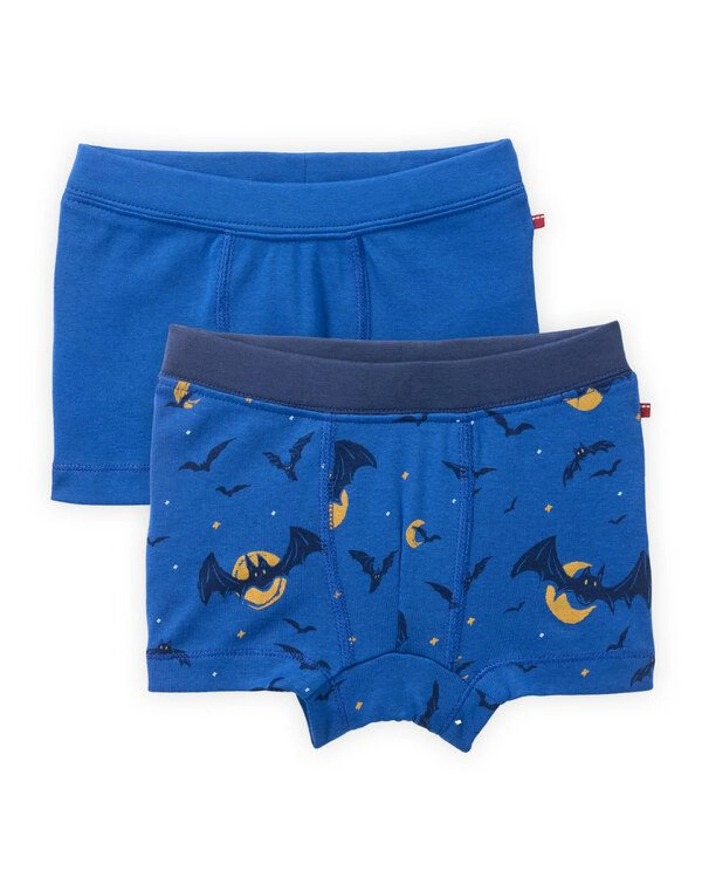 People Wear Organic Boxershorts, 2er Pack, blau bedruckt "Fledermäuse" und blau uni, Bio-Baumwolle – Ansicht 2