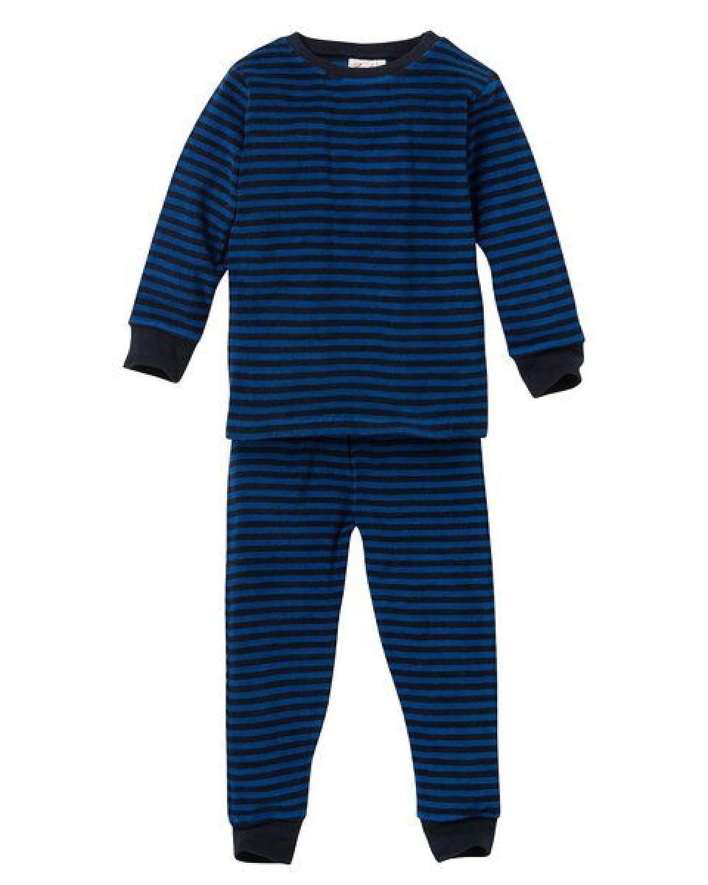 People Wear Organic Frottée Pyjama, dunkelblau geringelt, Bio-Baumwolle – Ansicht 2