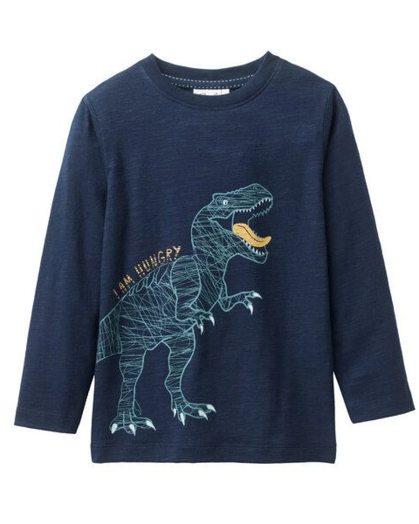 People Wear Organic Langarm Shirt, dunkelblau, "T-Rex", Bio-Baumwolle – Ansicht 2