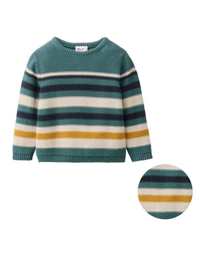 People Wear Organic Strick Pullover, bunt geringelt, Bio-Baumwolle