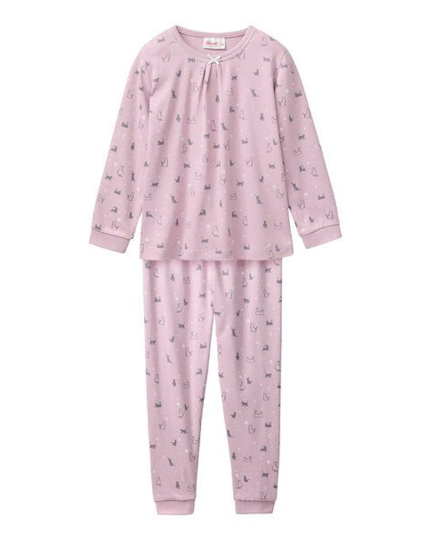 People Wear Organic Pyjama, rosa bedruckt, "Katzen", Bio-Baumwolle – Ansicht 2