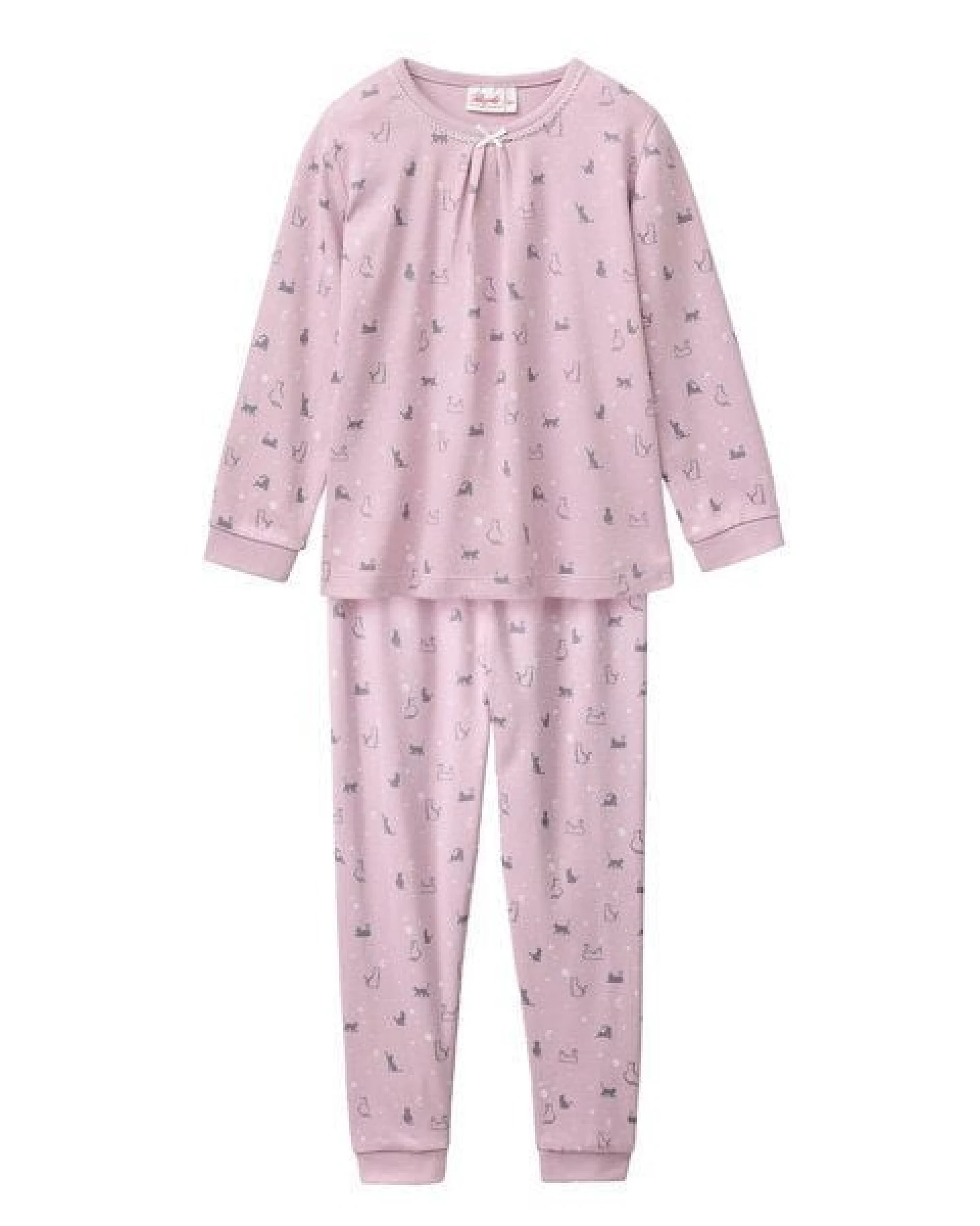 People Wear Organic Pyjama, rosa bedruckt, "Katzen", Bio-Baumwolle – Ansicht 2