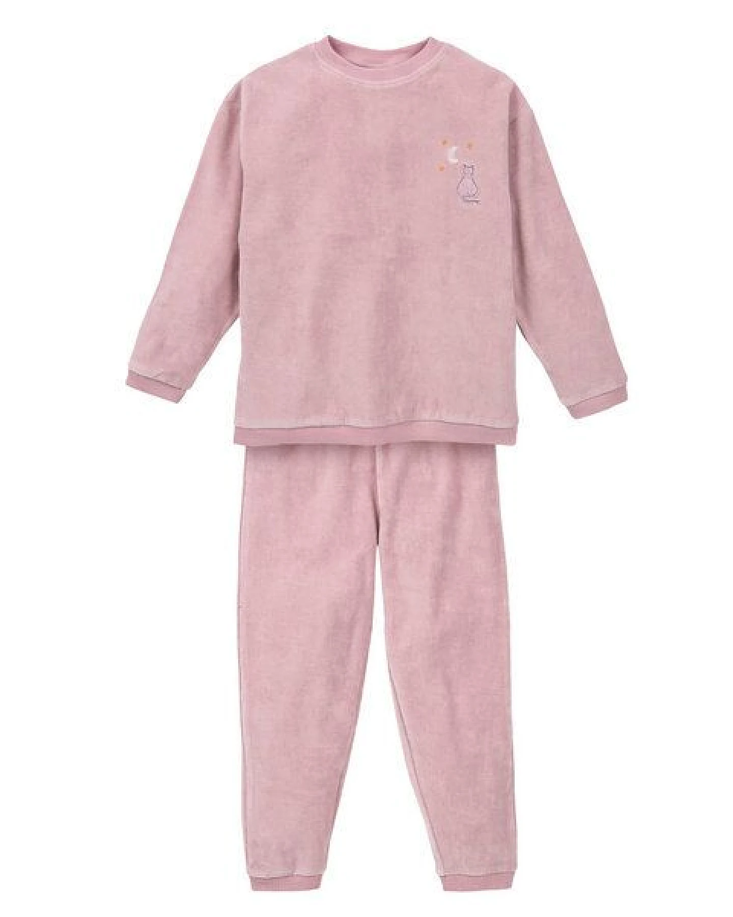 People Wear Organic Nicki Pyjama, flieder, Applikation "Katze", Bio-Baumwolle – Ansicht 2