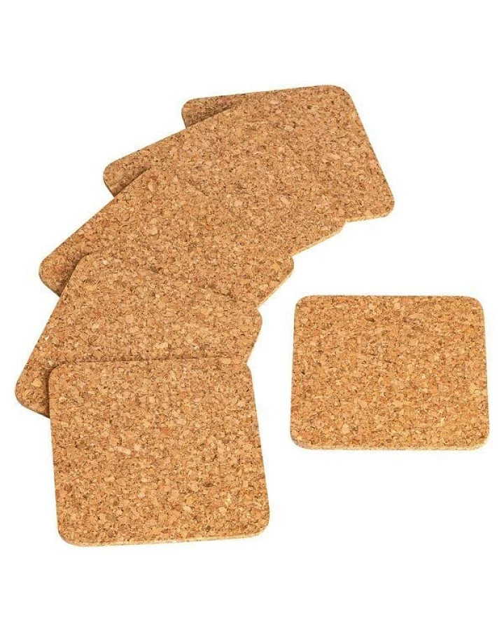 Kork-Deko nachhaltige Kork-Bierdeckel als Set - 6 Stück, eckig, naturfarben