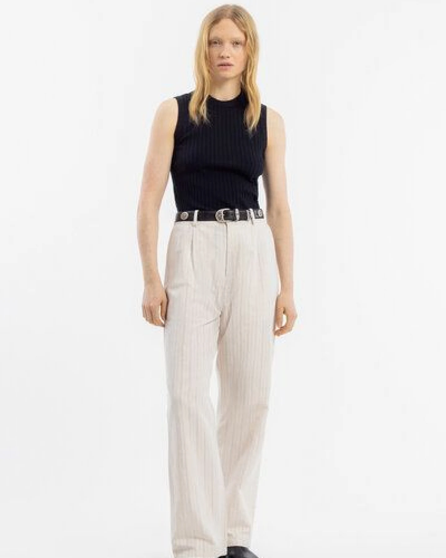 Rotholz High Waist Hose Leinen - Creme – Ansicht 2