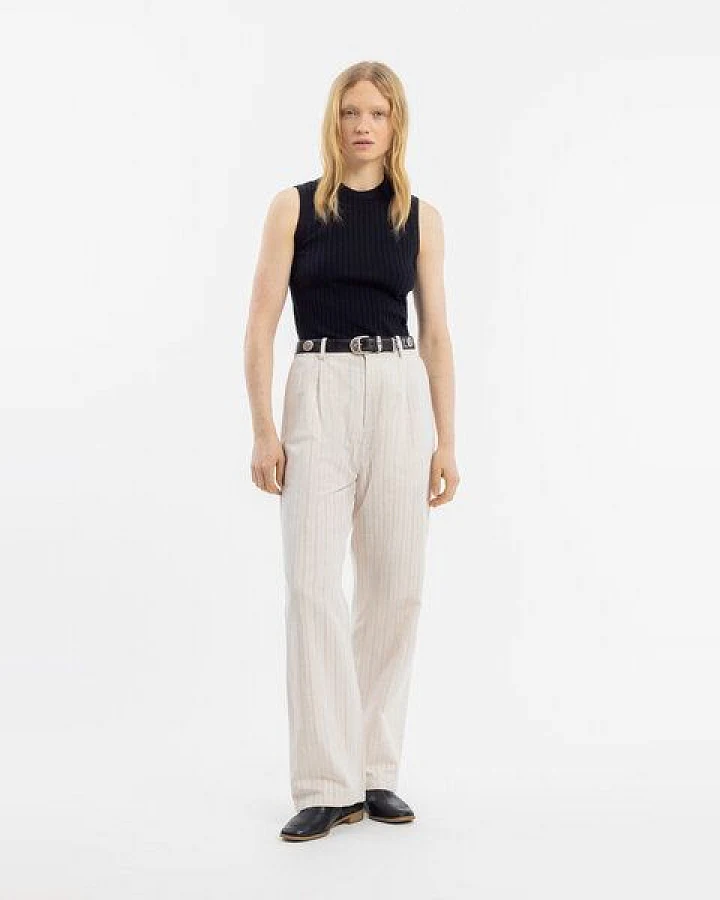 Rotholz High Waist Hose Leinen - Creme