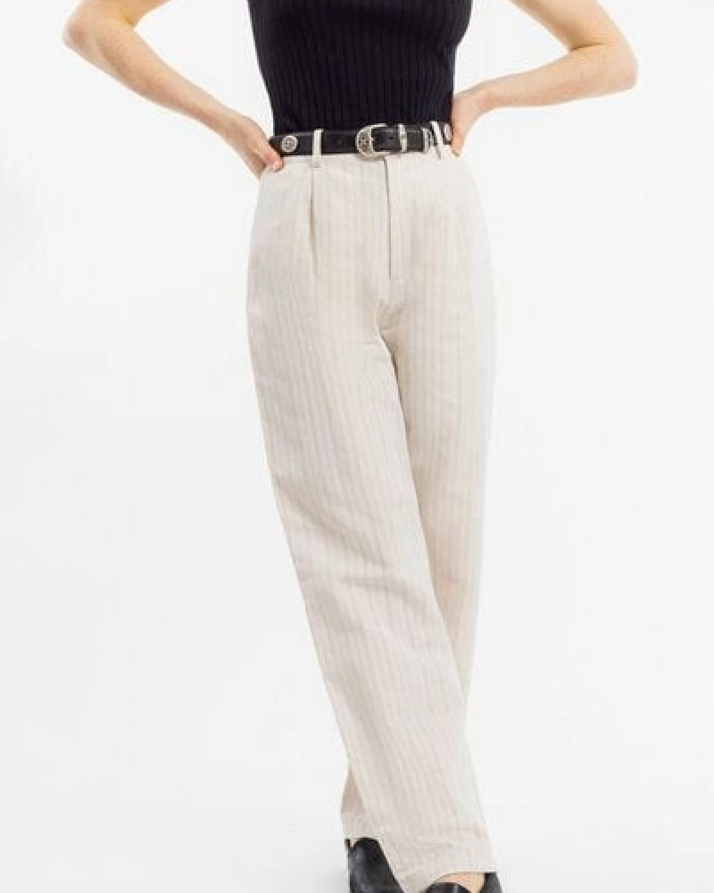 Rotholz High Waist Hose Leinen - Creme – Ansicht 4