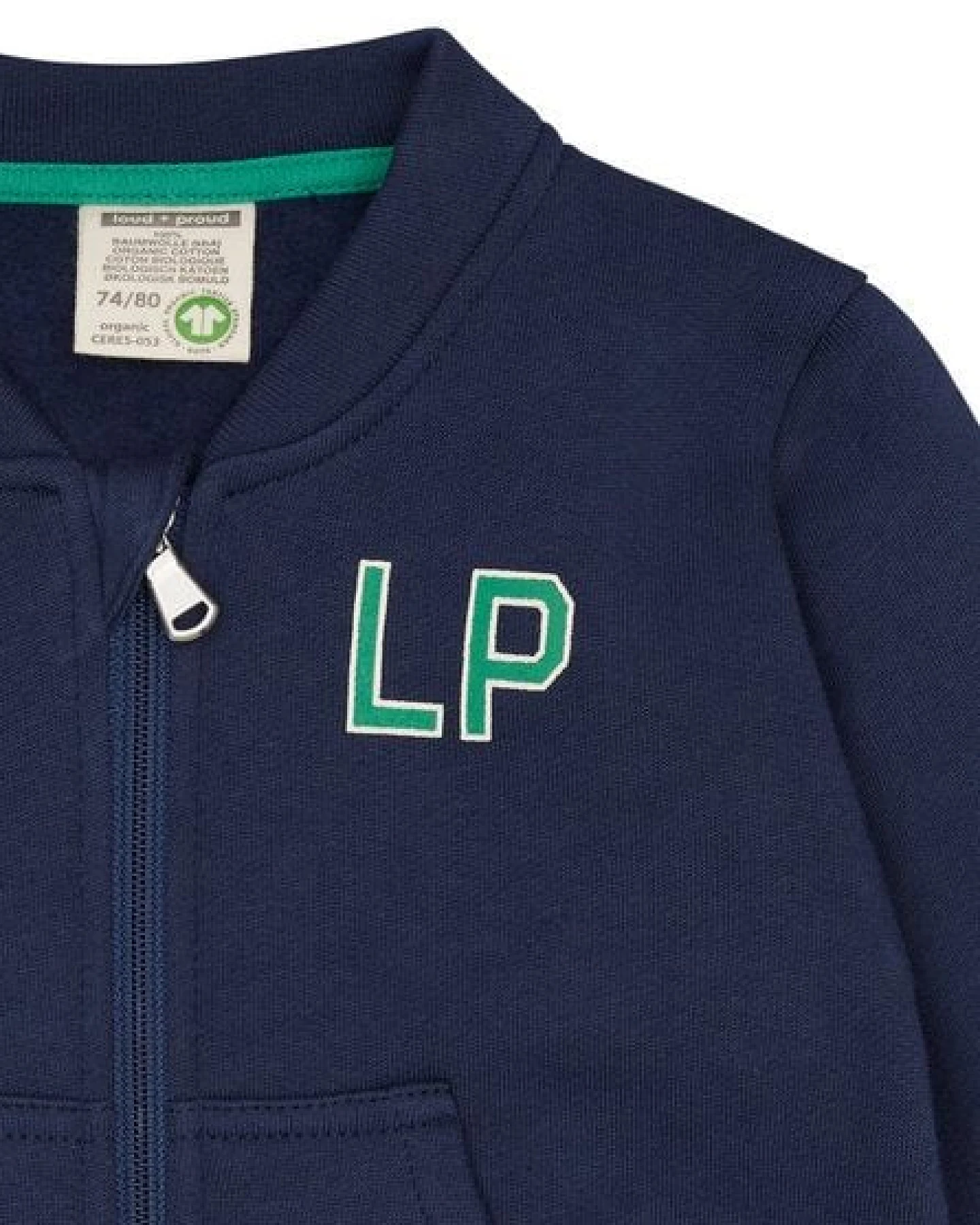 loud + proud Babys & Kinder College-Sweatjacke, GOTS-zertifiziert – Ansicht 3