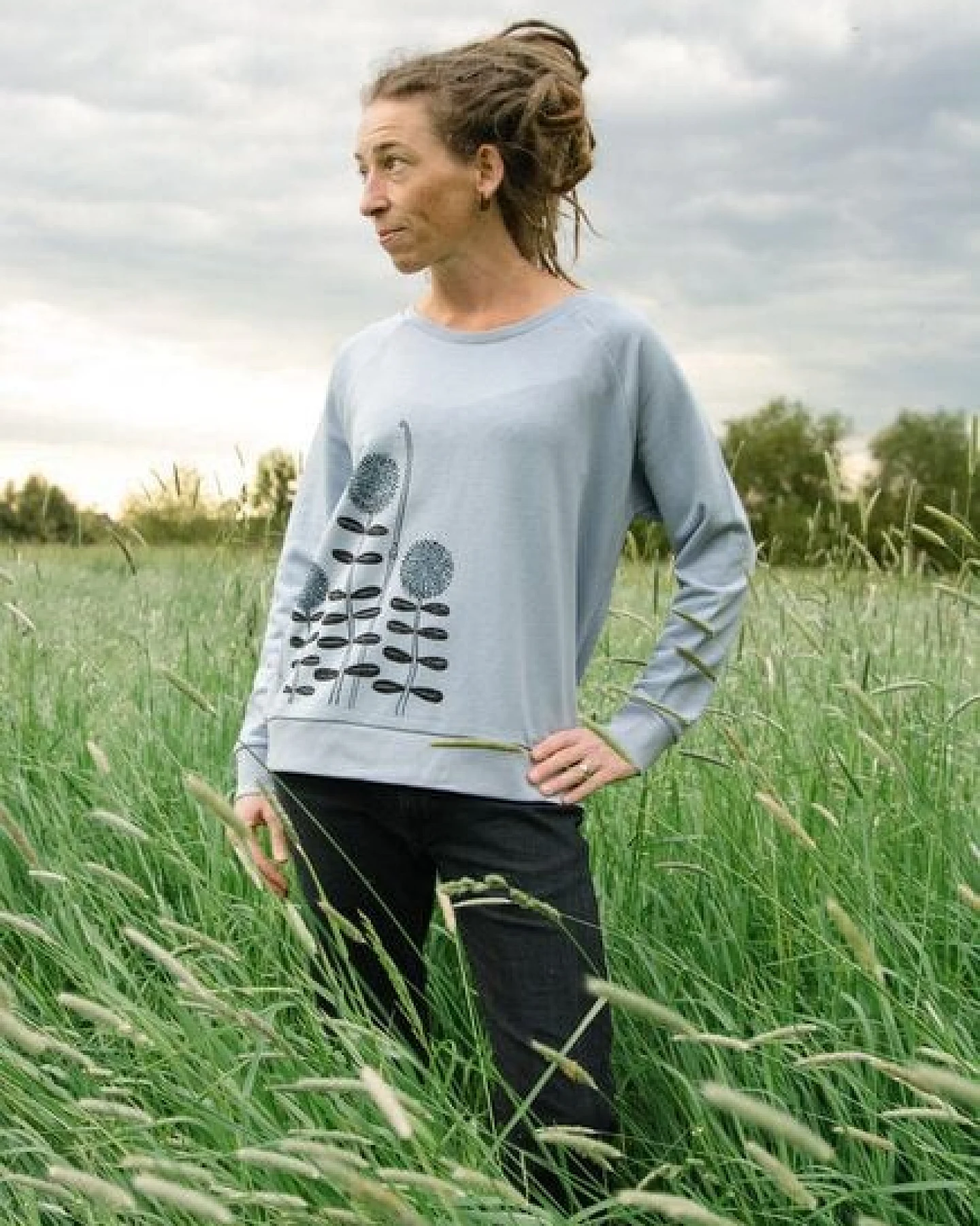 Cmig Damen Pullover Waldblumen in serene blue – Ansicht 3