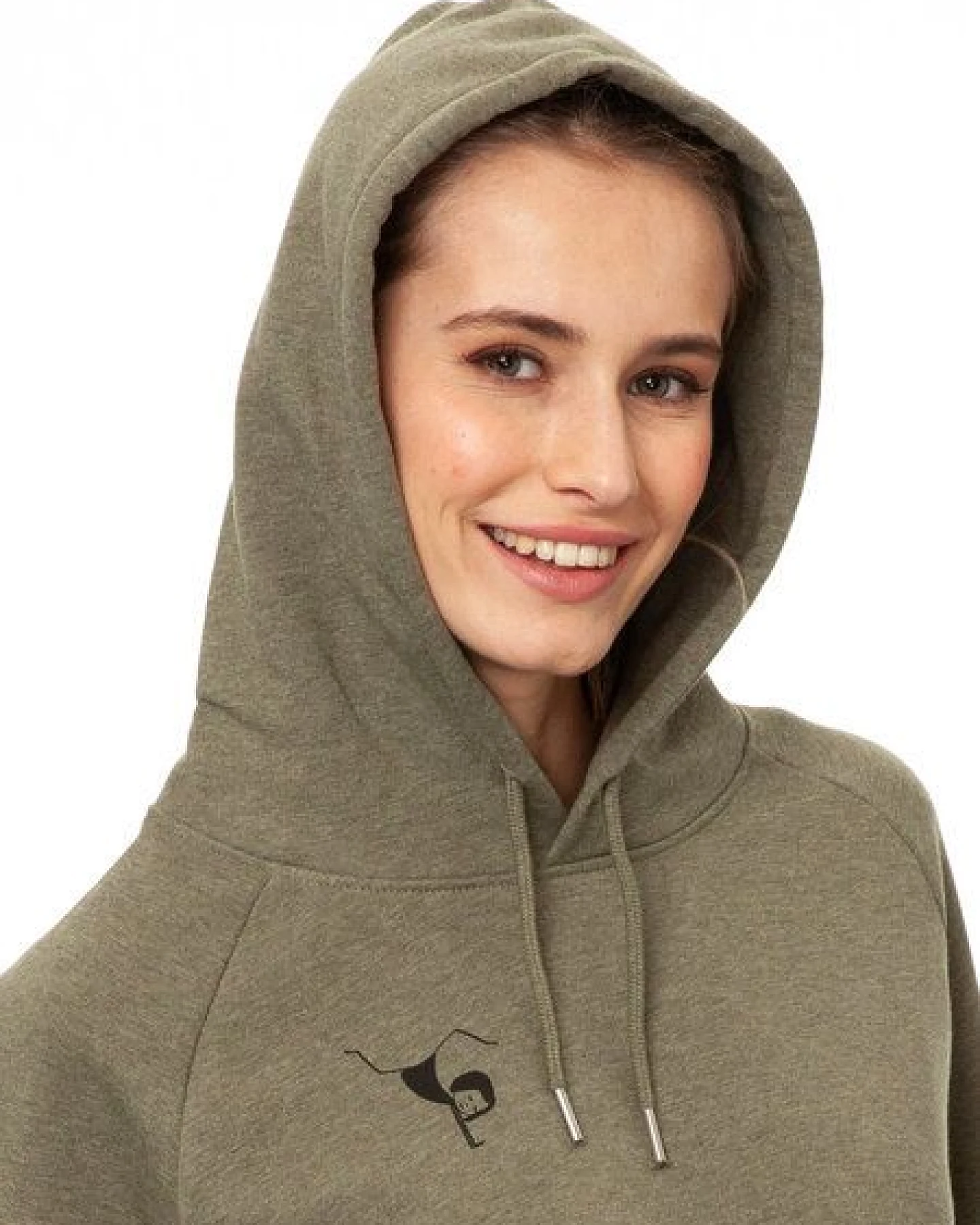 FellHerz Damen Hoodie Balance heather khaki, Bio Fair und Vegan – Ansicht 2
