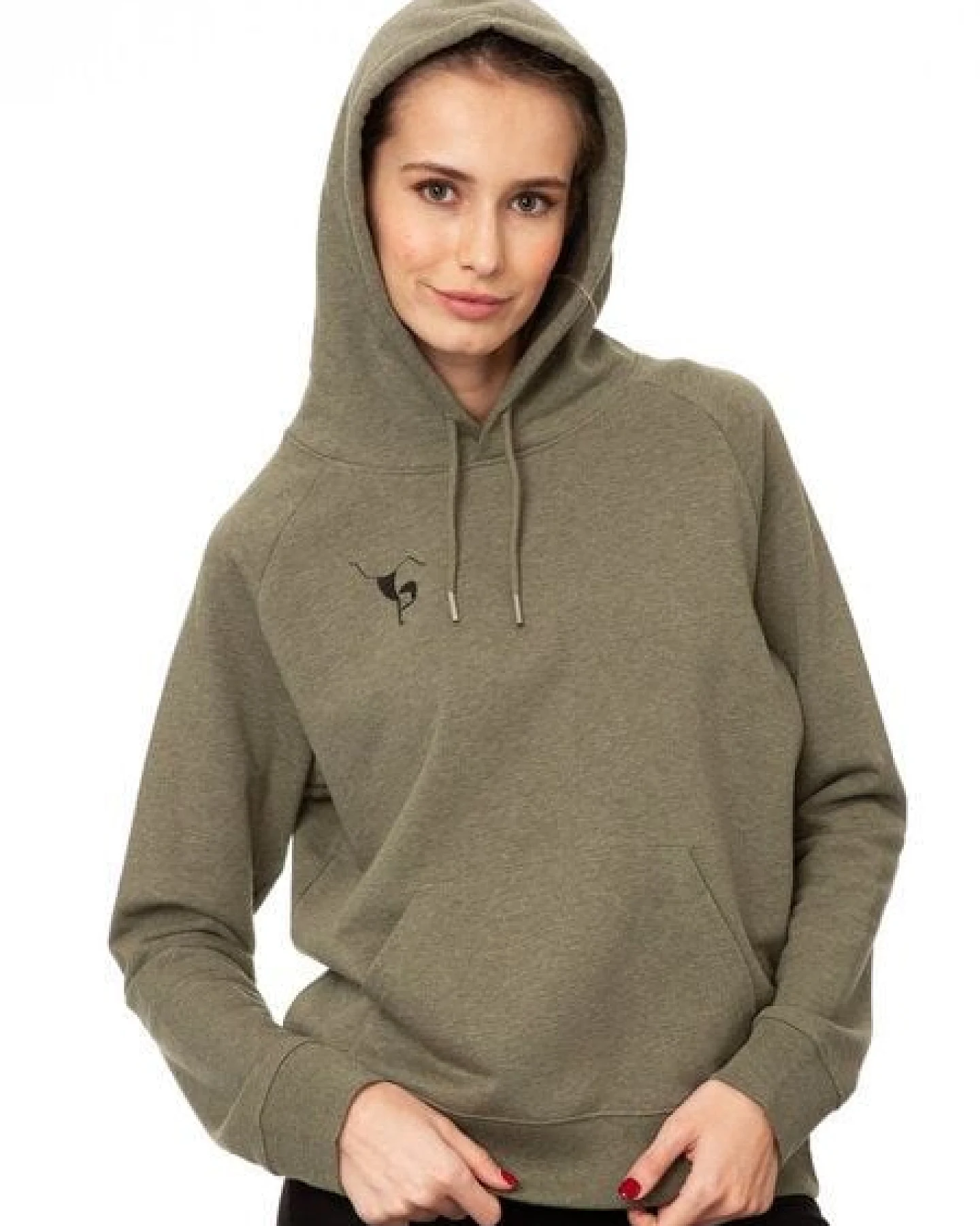 FellHerz Damen Hoodie Balance heather khaki, Bio Fair und Vegan – Ansicht 4